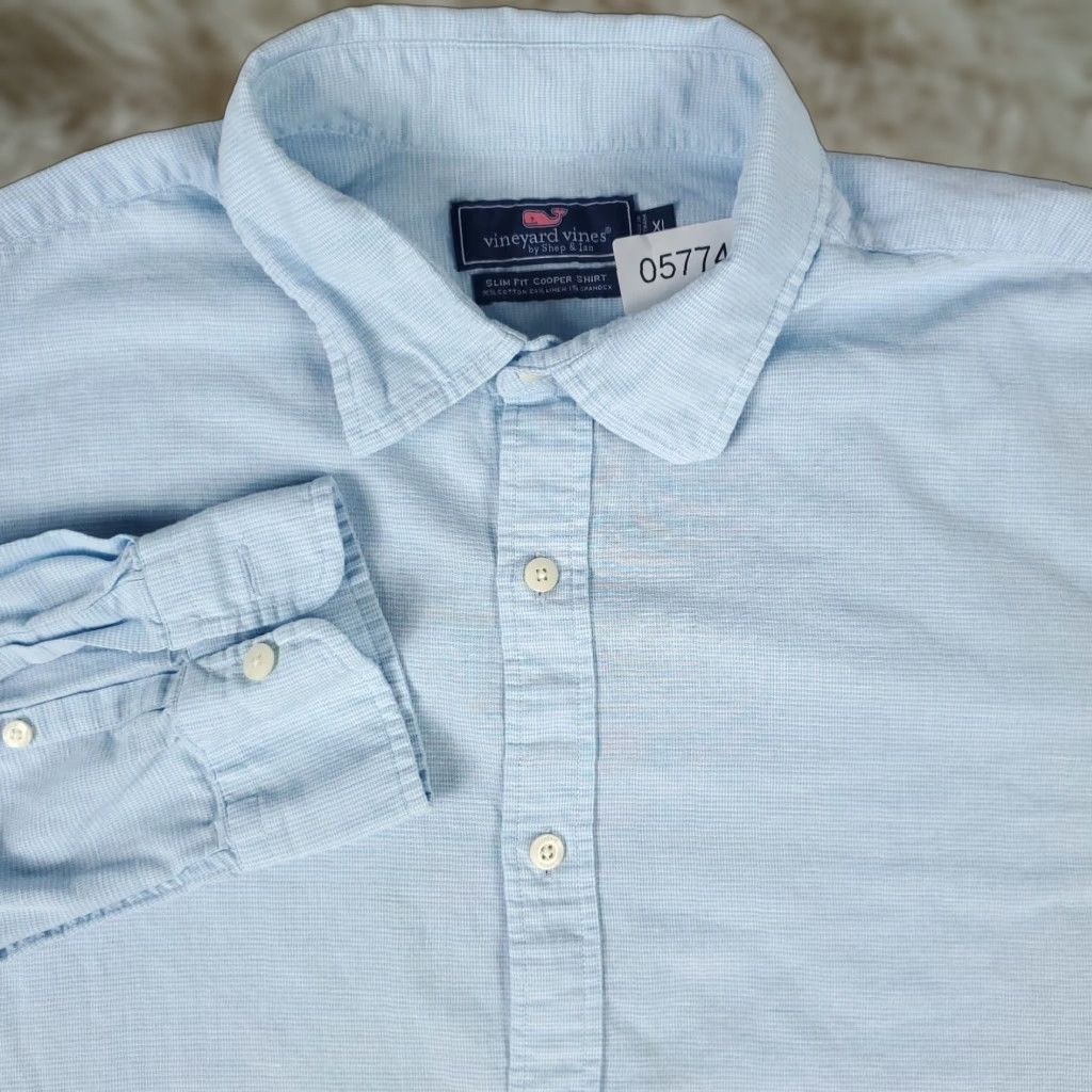 Vineyard Vines VINEYARD VINES Men's Button-Up Shirt XL Blue Cotton Long Sleeve Casual Dress Size US XL / EU 56 / 4 - 1 Thumbnail