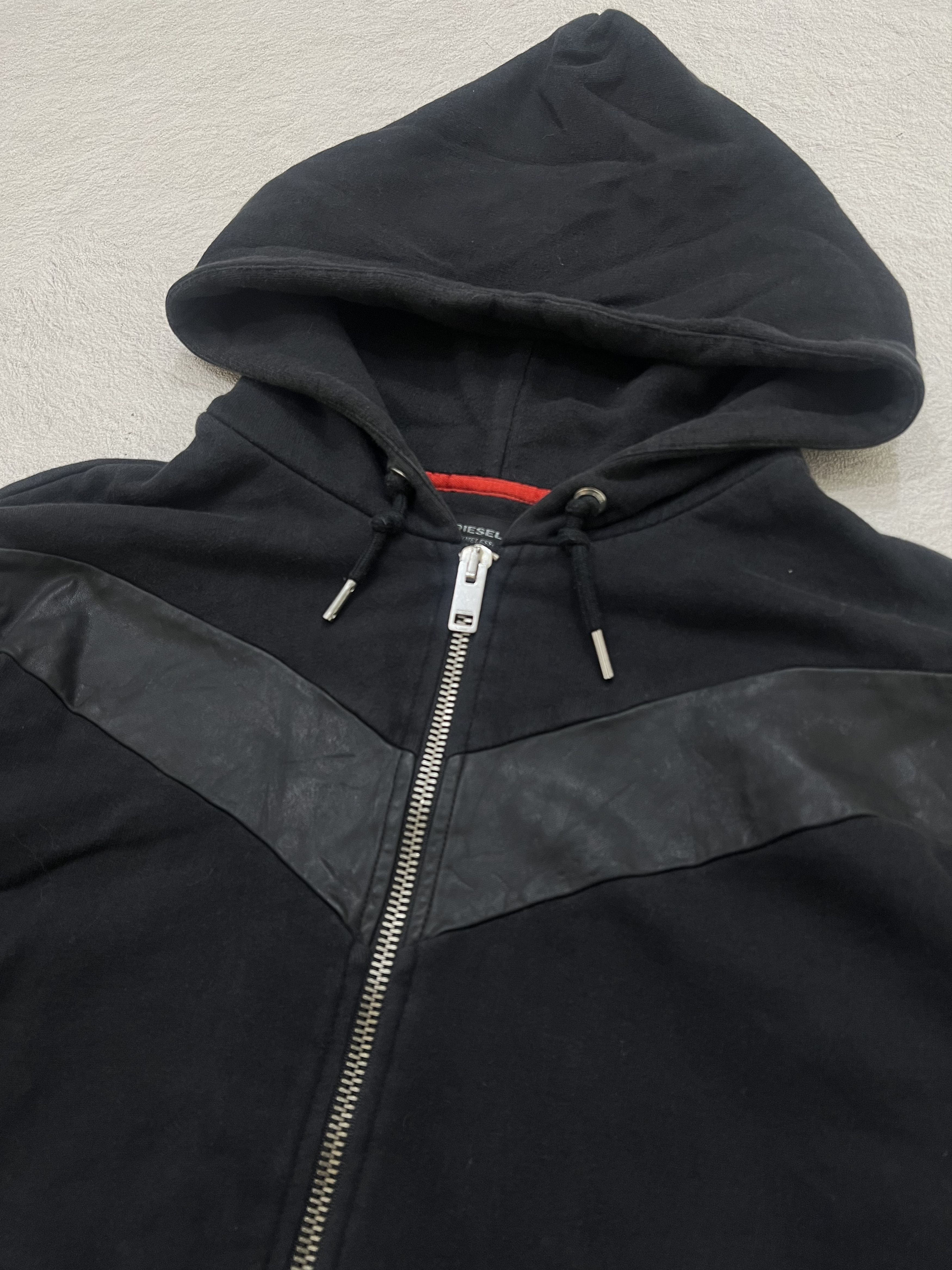 Diesel 2000s Diesel Timeless Lamb Skin Leather Hybrid Zip Hoddie Size US XL / EU 56 / 4 - 2 Thumbnail