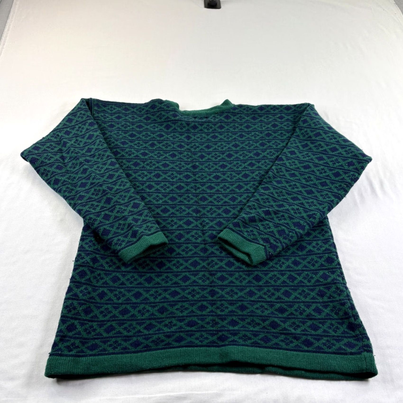 Gap VINTAGE GAP Wool Sweater Mens M Green Blue Fair Isle Crew Neck Pullover Size US M / EU 48-50 / 2 - 6 Thumbnail