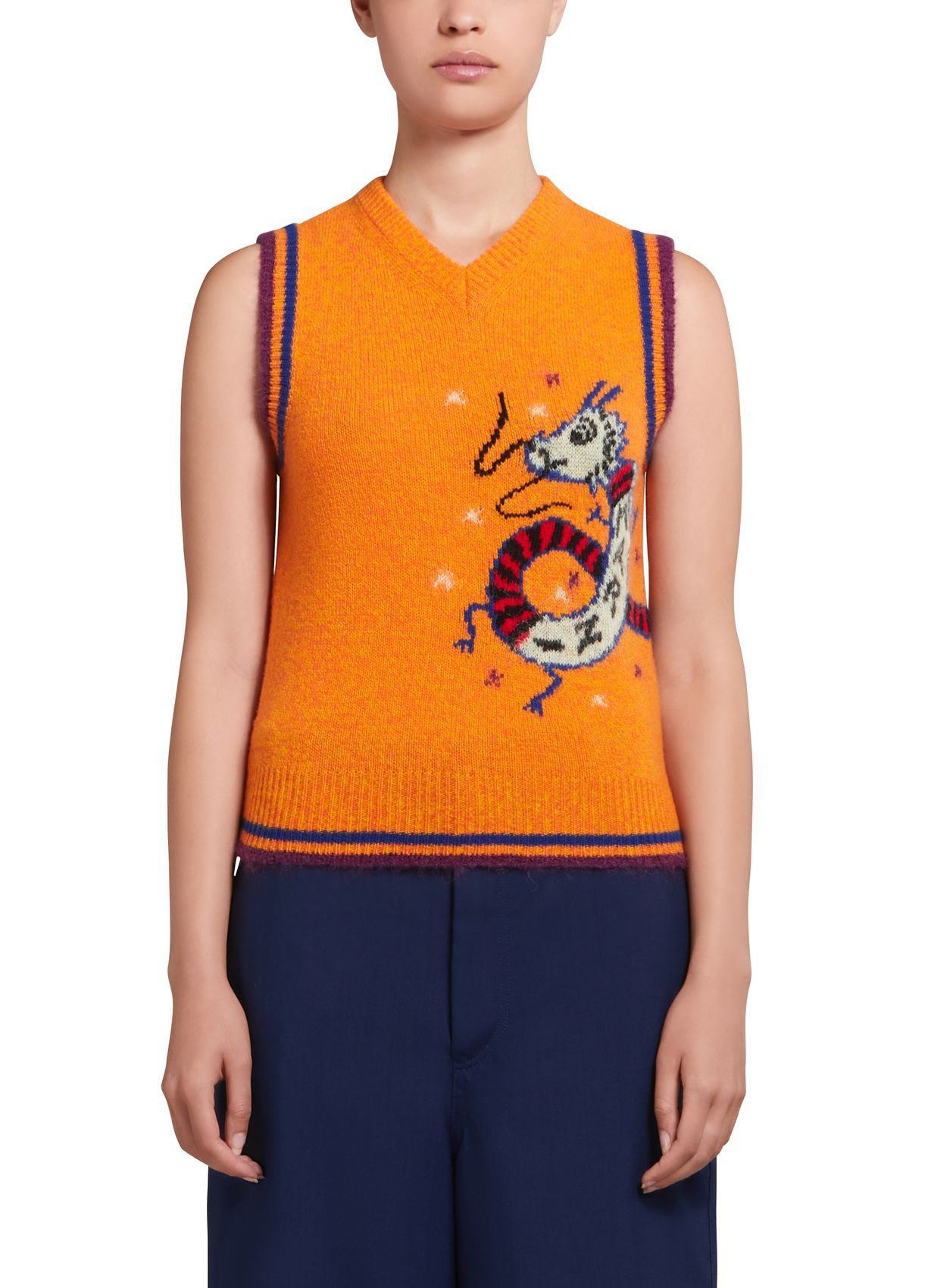 Marni o1w1db10125 Wool Cashmere Sleeveless Jumper in Orange Size M / US 6-8 / IT 42-44 - 2 Thumbnail