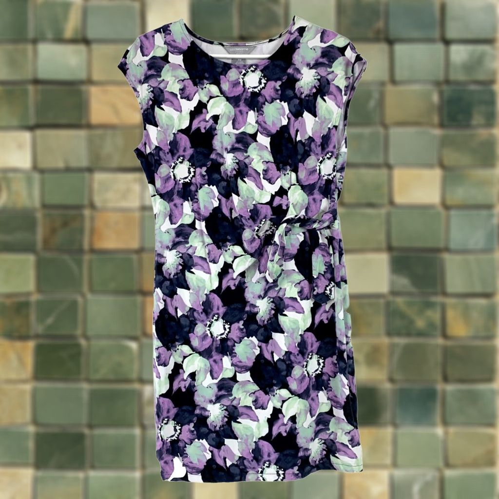 Liz Claiborne Liz Claiborne Studio Purple Floral Abstract Colorful Shift Dress Petite Medium Size M / US 6-8 / IT 42-44 - 1 Thumbnail