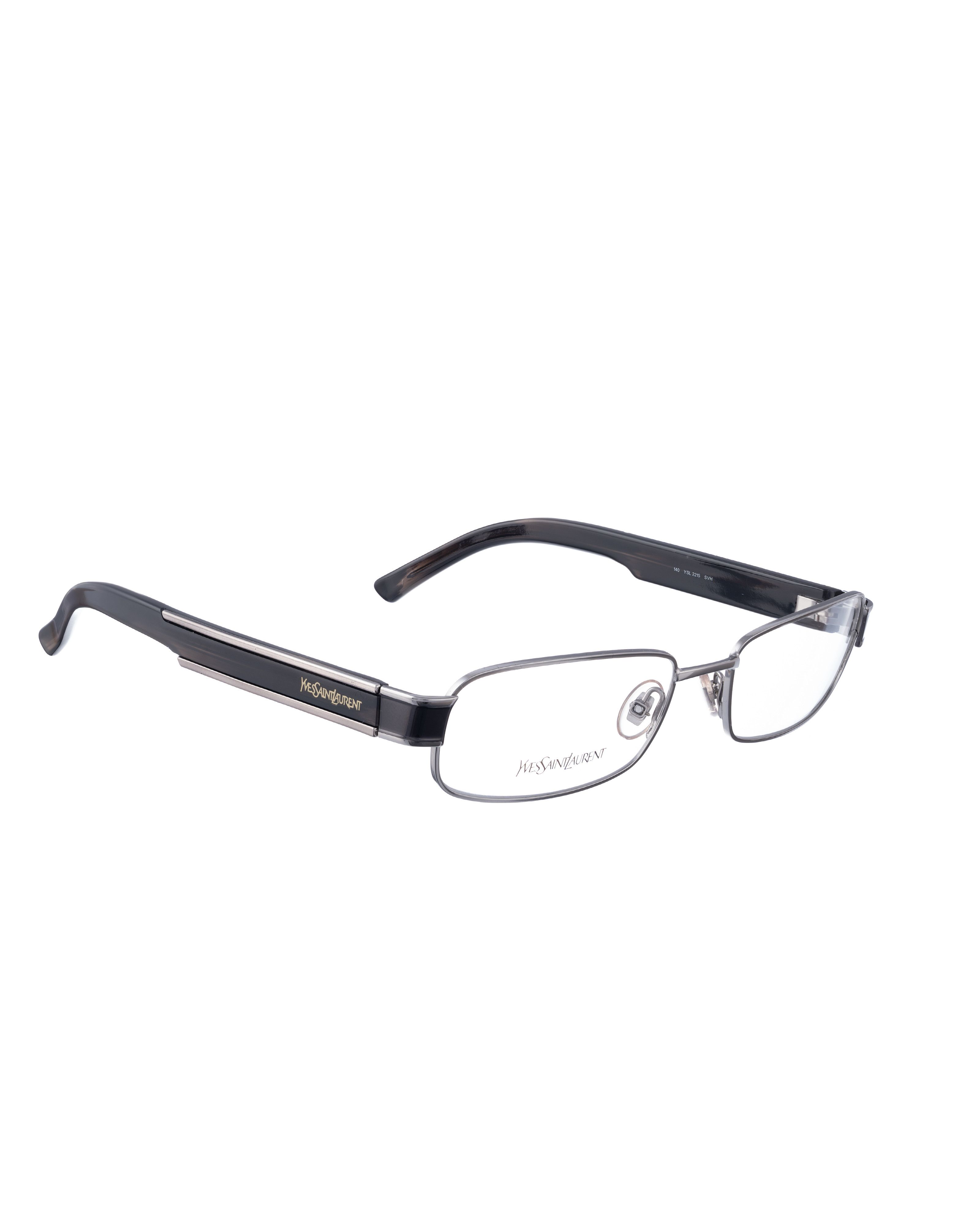 Yves Saint Laurent Yves Saint Laurent 90s Black Plastic Glasses Chrome Elements Size ONE SIZE - 2 Thumbnail