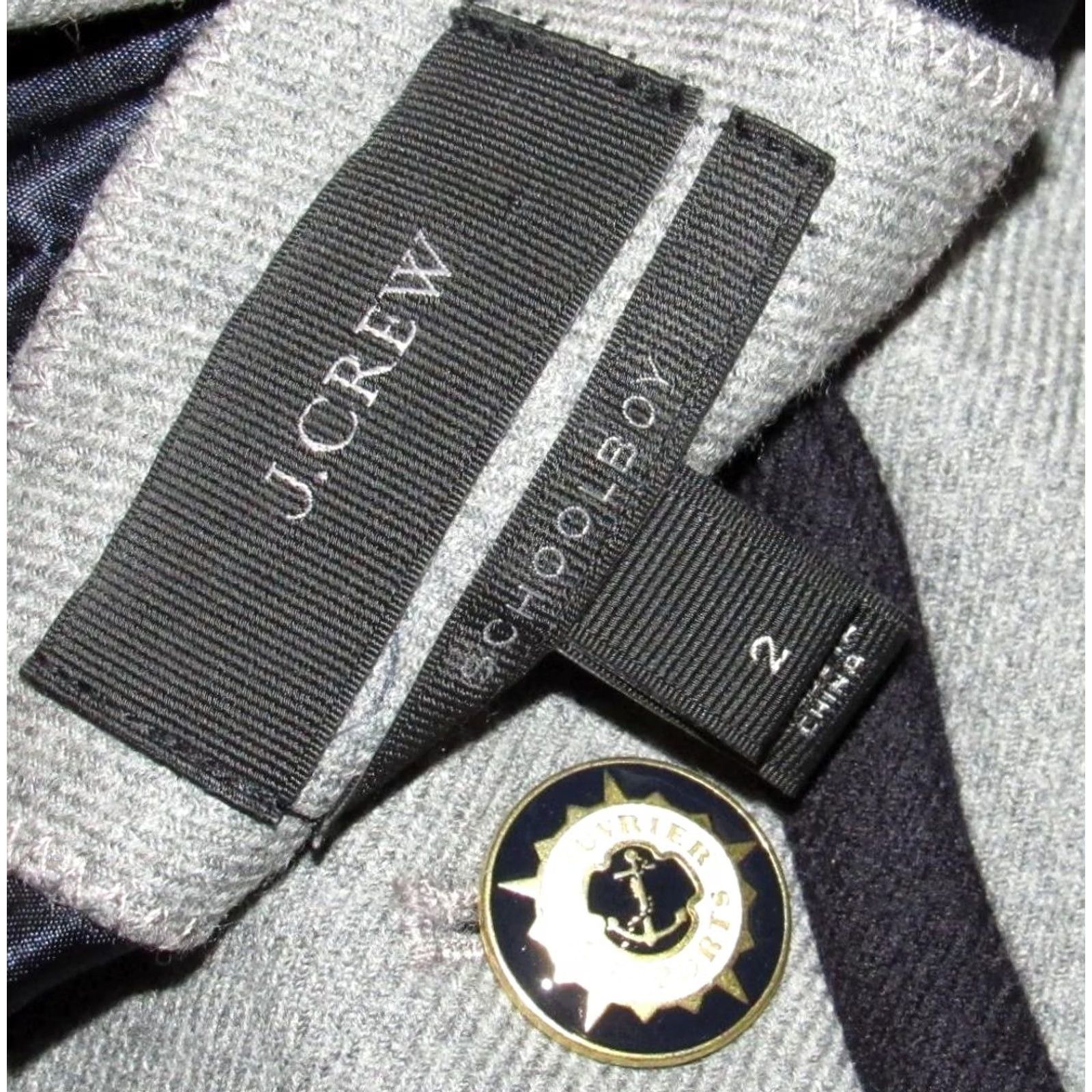 Vintage Vtg J CREW Grey Wool Tipped Lexington Schoolboy Blazer Jacket 2 Size XS / US 0-2 / IT 36-38 - 4 Thumbnail
