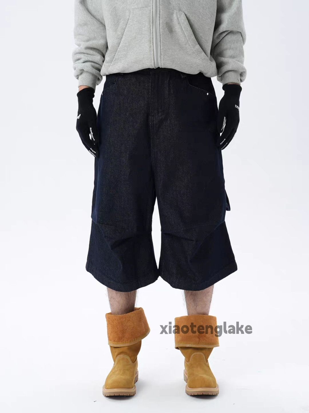 Vintage xz denim wide Leg loose baggy hiphop work shorts Size US 33 - 1 Thumbnail