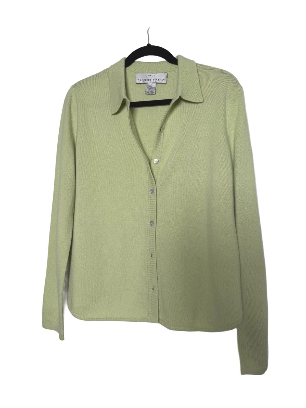 Other Green Cashmere Knitted Button up Women Sweater Size L / US 10 / IT 46 - 3 Thumbnail