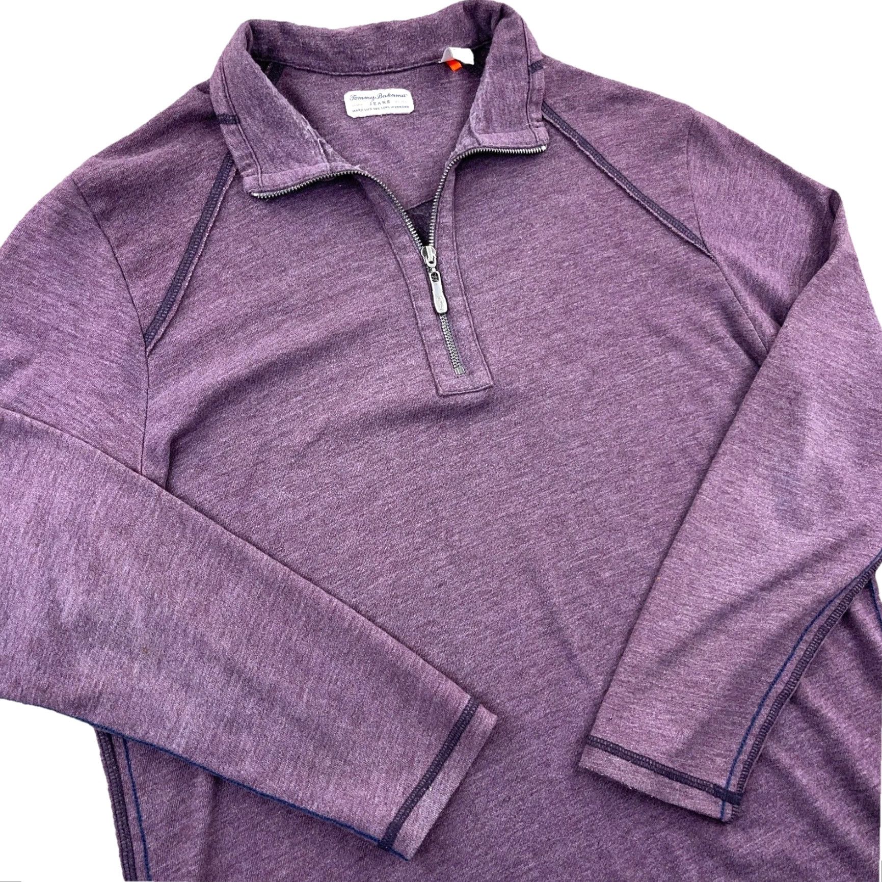 Tommy Bahama Tommy Bahama Sweater Men Large Purple Pullover Quarter Zip Sweatshirt Adult Size US L / EU 52-54 / 3 - 2 Thumbnail