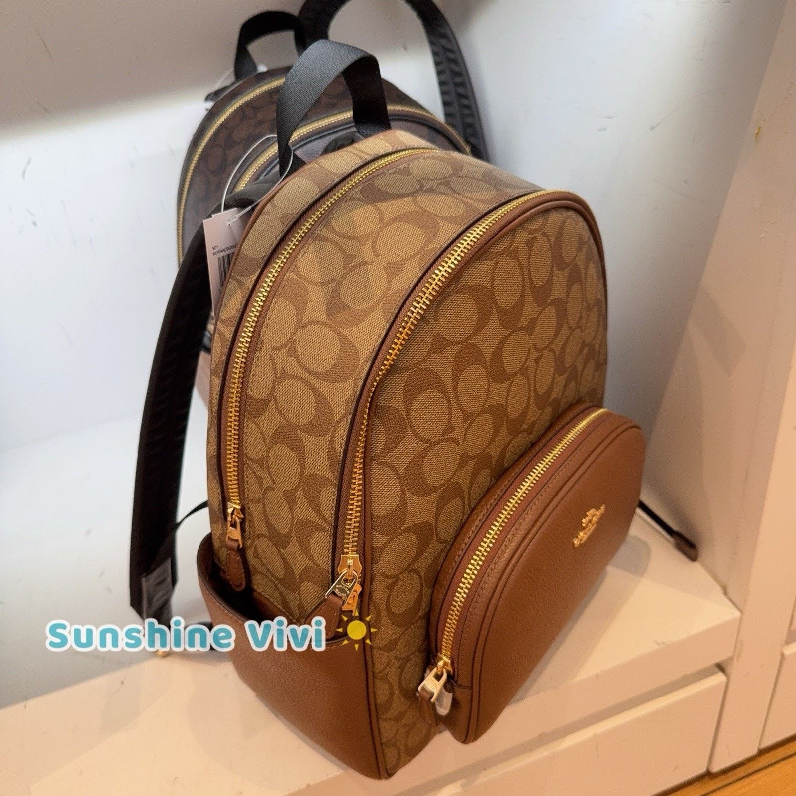 Coach NWT Coach Court 5671 Khaki Saddle Leather Backpack Size ONE SIZE - 2 Thumbnail