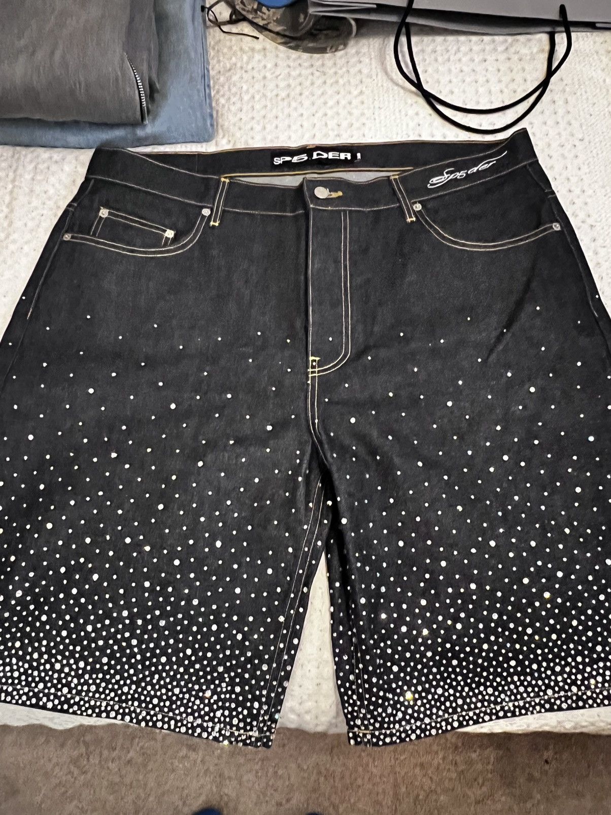 Sp5der Rhinestone Shorts