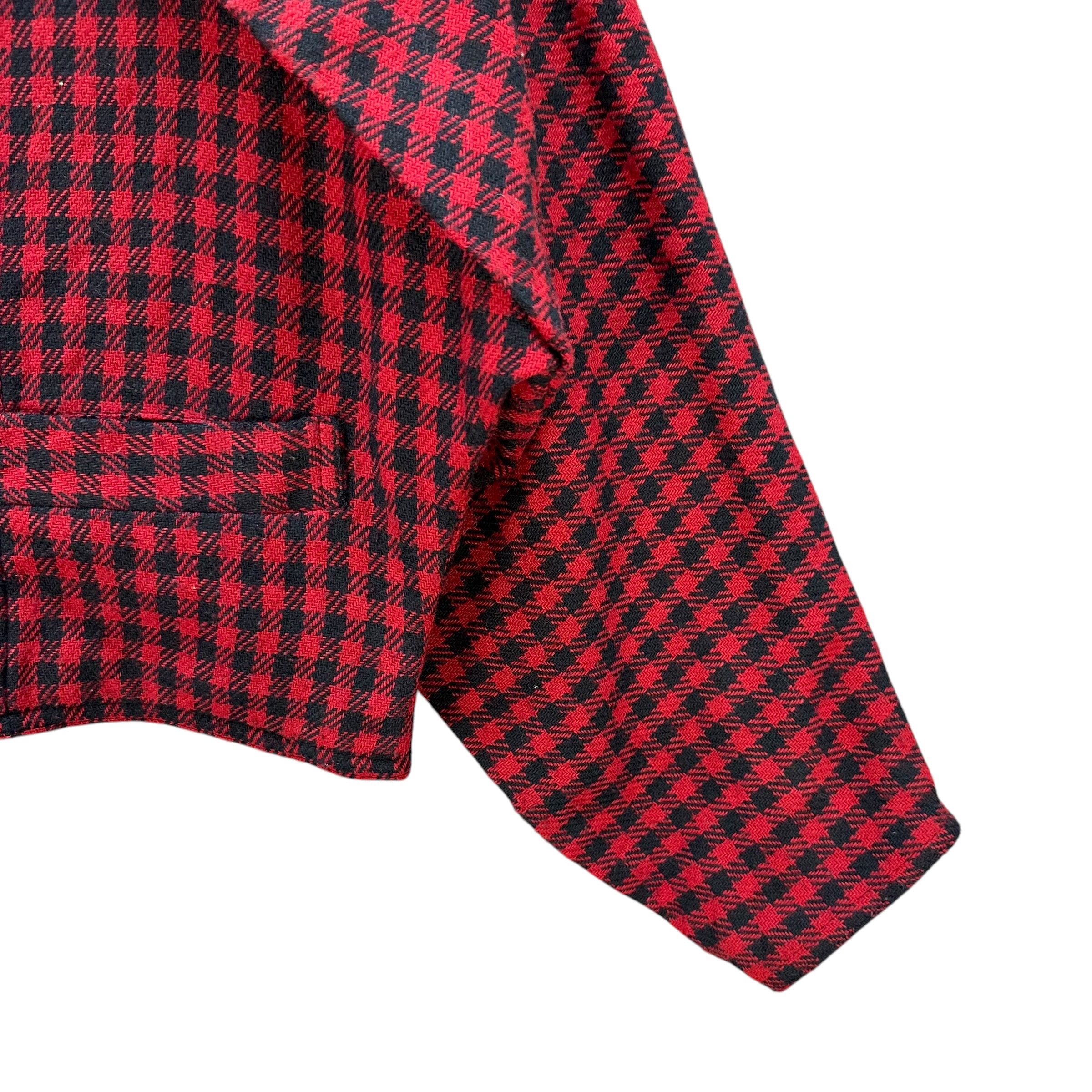 Vintage Vintage 90's PASTEL HOUSE Red Checked Crop Jacket #A71-1727 Size M / US 6-8 / IT 42-44 - 7 Thumbnail