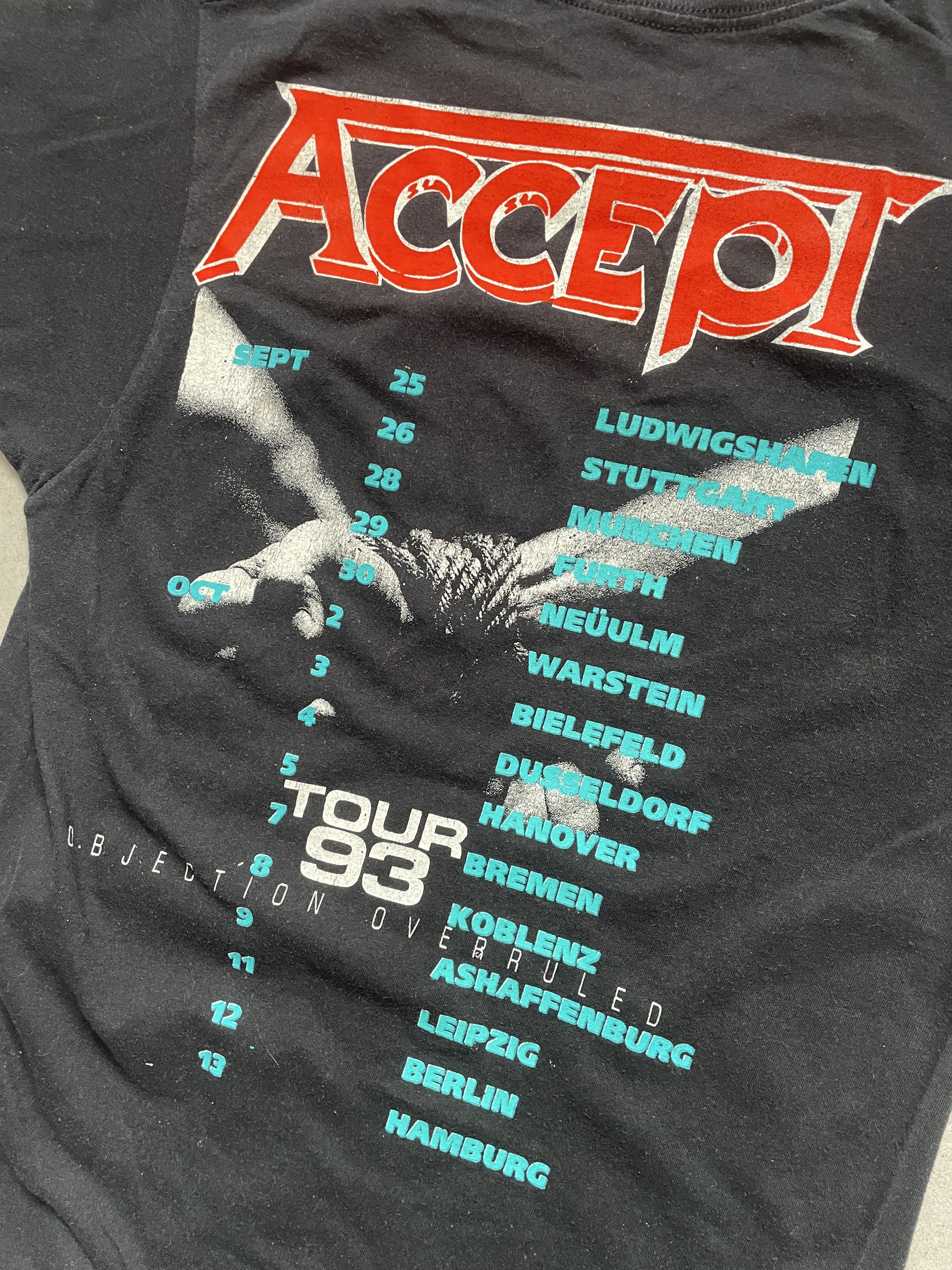Band Tees VINTAGE ACCEPT 93 TOUR OBJECTION OVERRULED SINGLE STITCH TEE Size US M / EU 48-50 / 2 - 4 Thumbnail