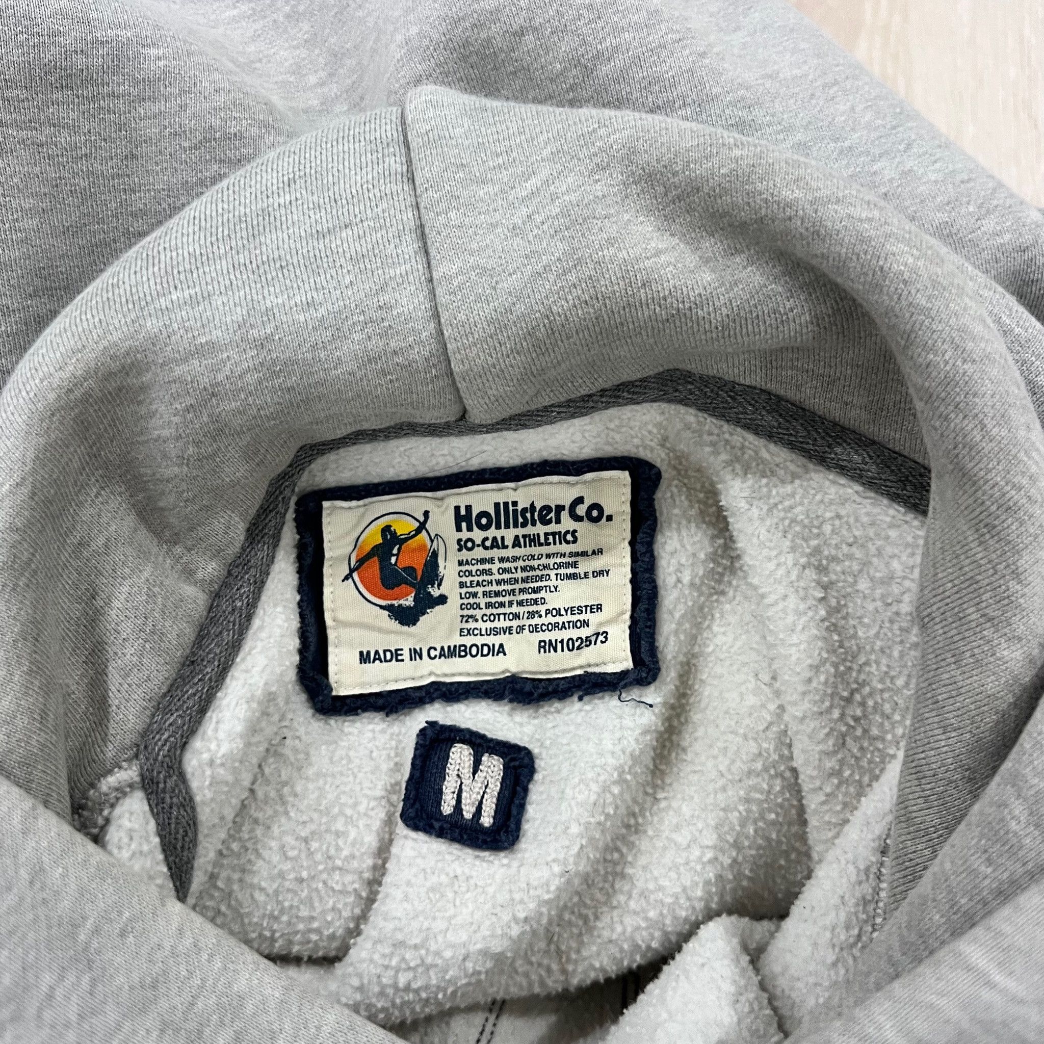 Hollister Vintage Hollister Fleece Grey Patch Logo Hoodie Grailed
