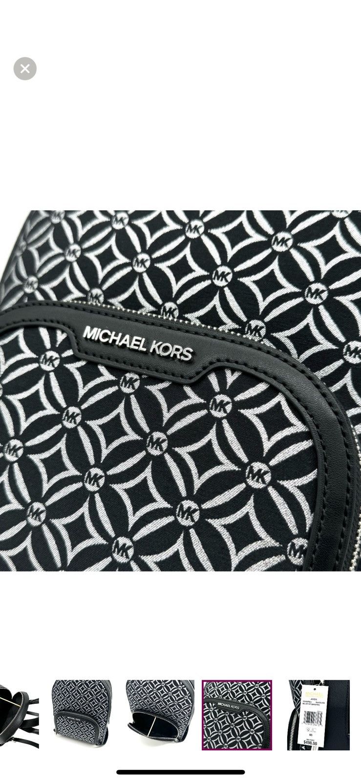 Michael Kors Michael Kors Medium Jaycee Backpack Black/Silver Size ONE SIZE - 10 Thumbnail