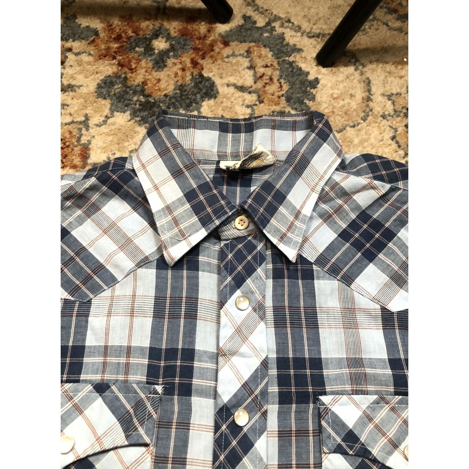 Saturdays NYC VINTAGE Saturdays Western Shirt Mens Large Blue Plaid Pearl Snap Long Sleeve 70s Size US L / EU 52-54 / 3 - 2 Thumbnail