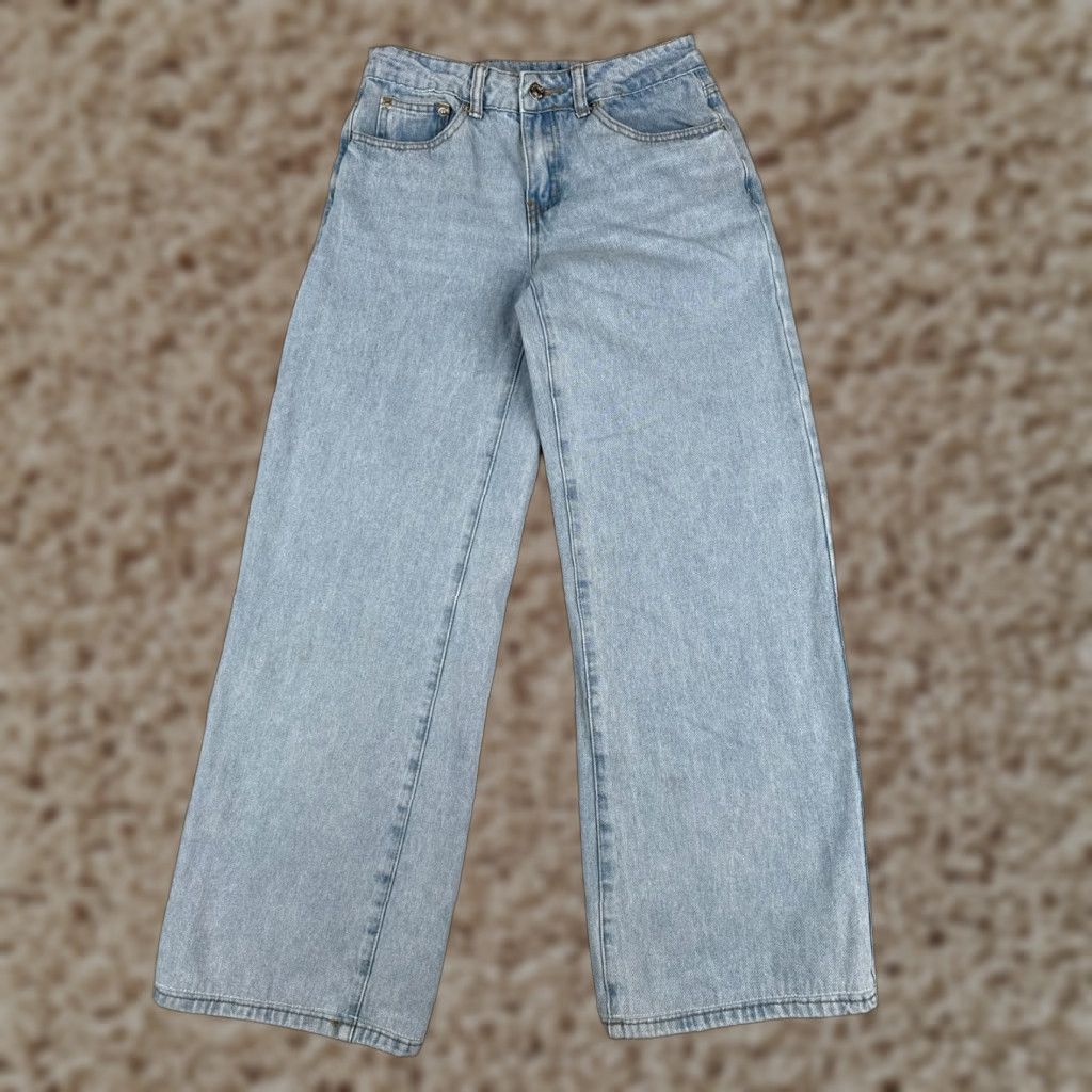 Vintage Edikted Women's Wide Leg Jeans 26 Blue Denim High Rise