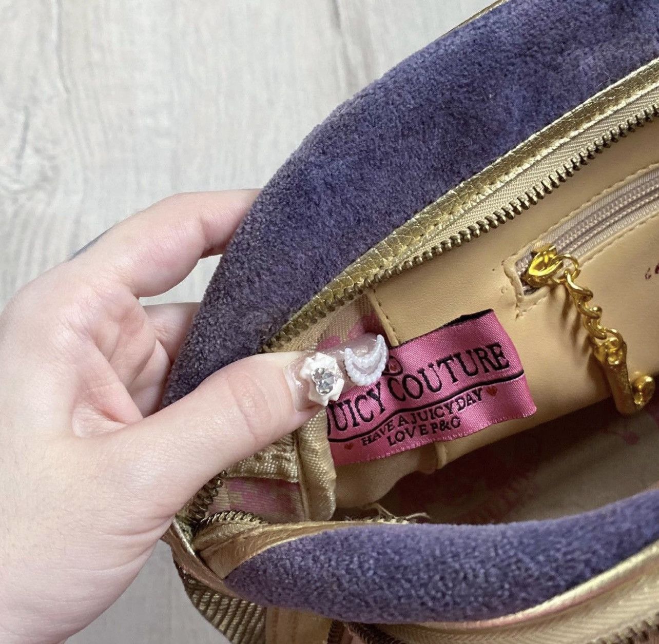 Juicy Couture × Vintage 2000s Vintage Juicy Couture Daydreamer Velour Velvet Y2k Bag Size ONE SIZE - 6 Thumbnail
