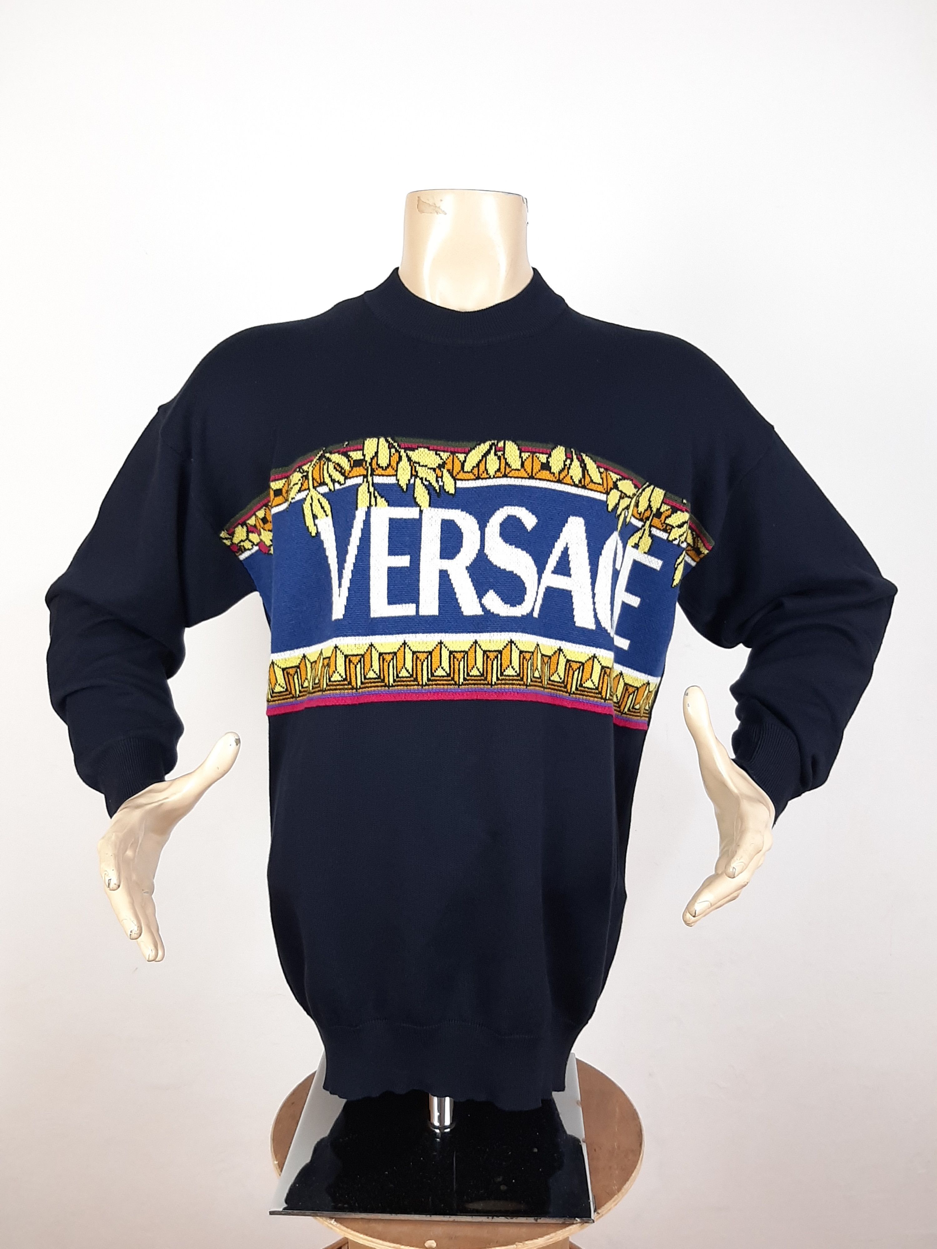 Versace Versace Sweater Navy Size IT 48 M Intarsia Size US M / EU 48-50 / 2 - 3 Thumbnail
