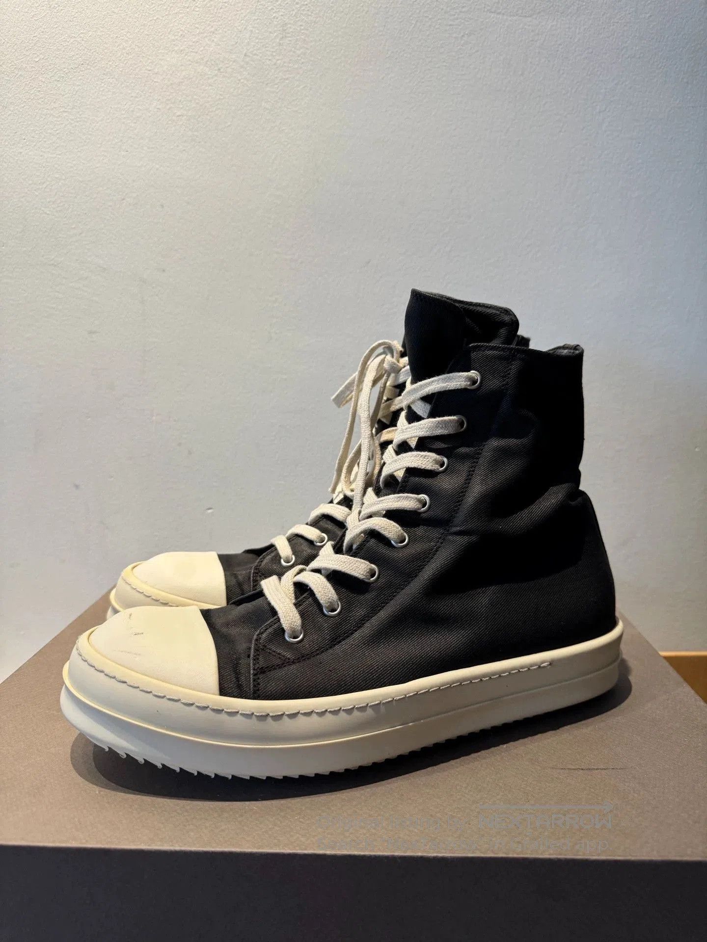 Rick Owens rick owens复线蜡面大匡威高筒鞋. Size US 9 / EU 42 - 1 Thumbnail