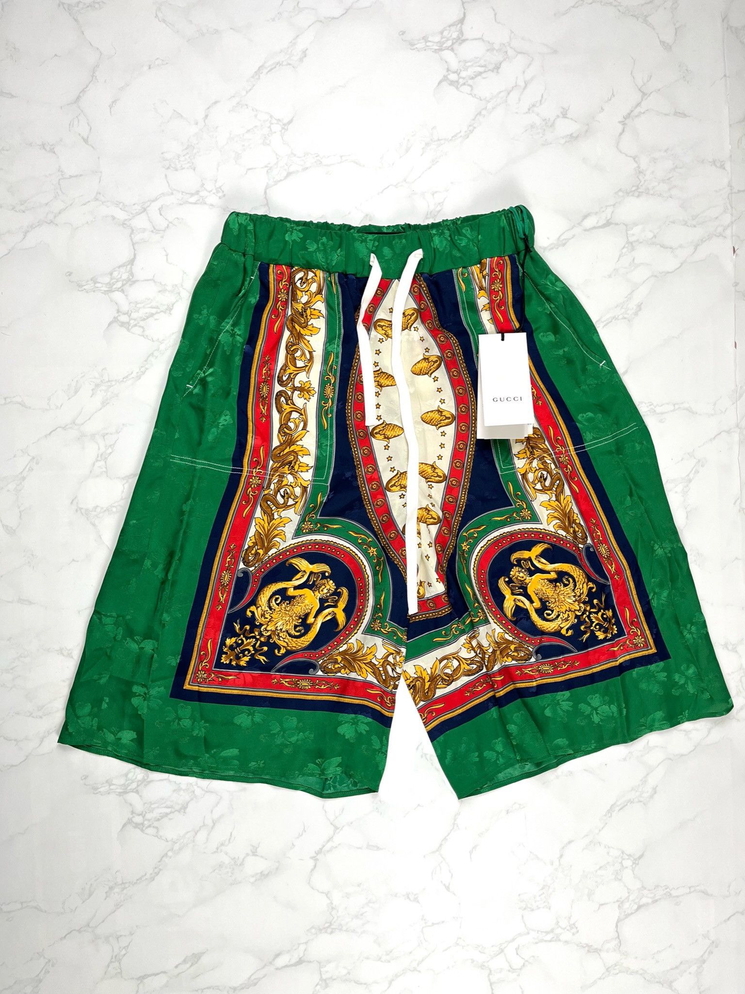 🔥70% OFF🔥 [SALE] Gucci Mermaid Circle Jacquard Silk Shorts