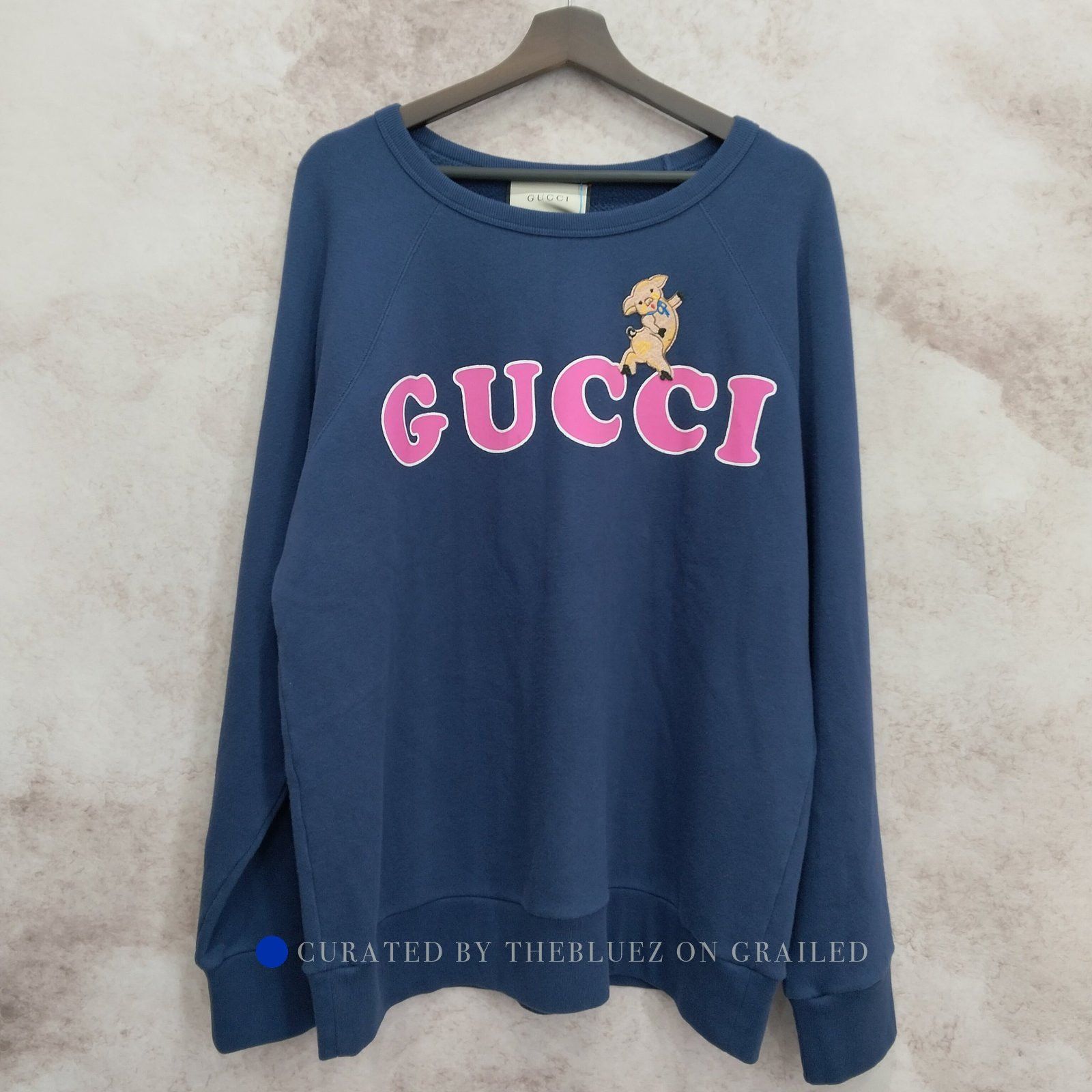 Gucci Stylish Pig Logo Sweatshirt in Blue Size US L / EU 52-54 / 3 - 1 Thumbnail