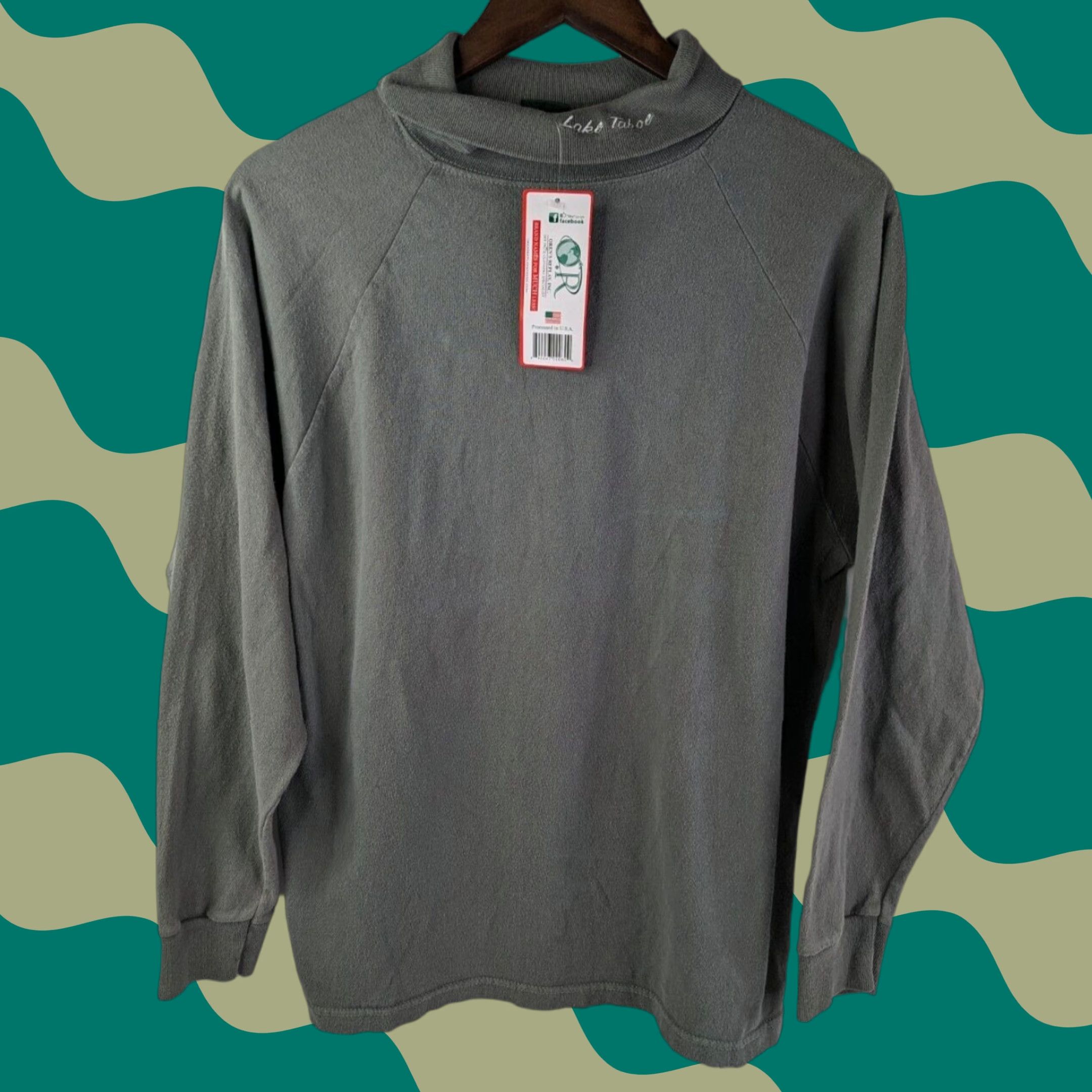 Vintage Alps Womens Sweater Pullover Turtleneck Medium Gray Green 100% Cotton USA Knit Long Sleeve Vintage No Size M / US 6-8 / IT 42-44 - 1 Thumbnail