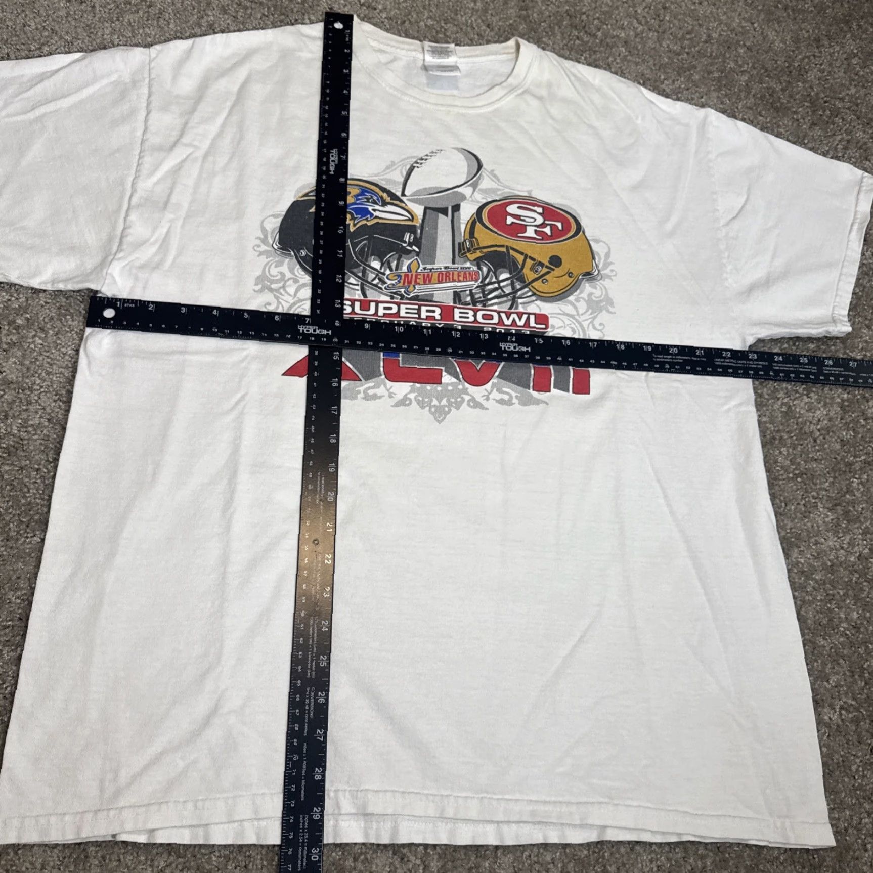 NFL VINTAGE NFL T-Shirt Men XL White Super Bowl XLVII San Francisco 49ers Baltimore Ravens Raven Size US XL / EU 56 / 4 - 4 Thumbnail