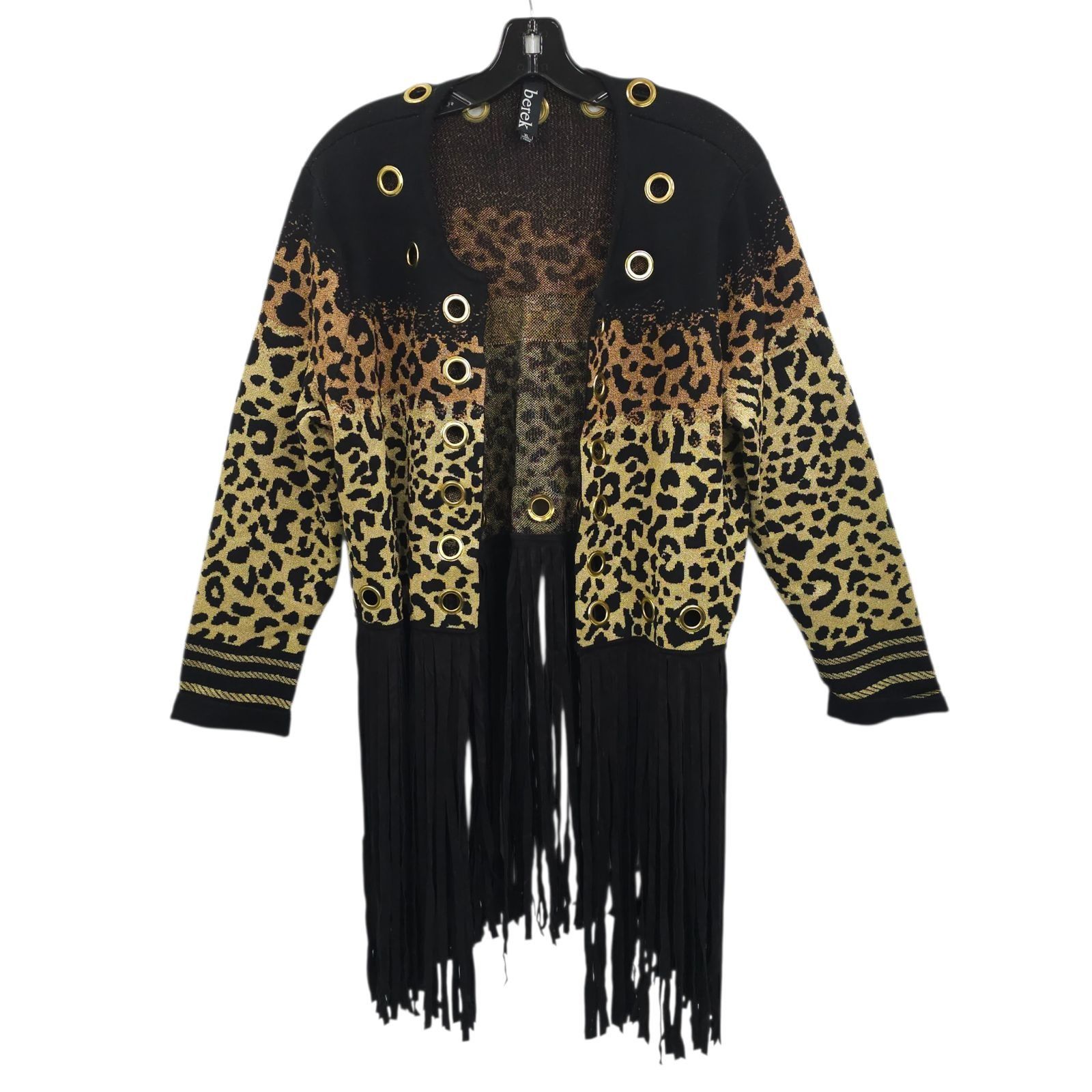Other Berek Leopard Print Cardigan XL Gold Grommet Fringe Sweater Size XL / US 12-14 / IT 48-50 - 1 Thumbnail