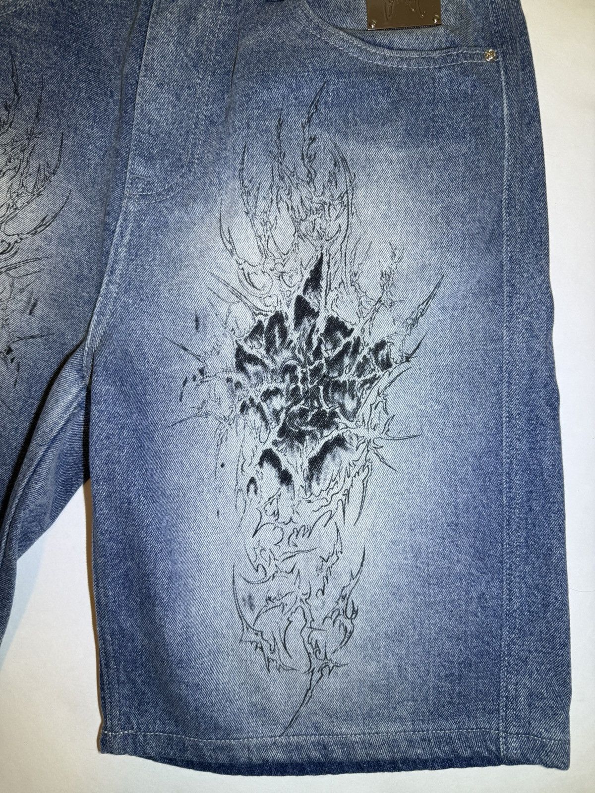 Revenge Revenge ARANEAE DENIM SHORTS VINTAGE INDIGO LARGE (32) Size US 32 / EU 48 - 3 Thumbnail