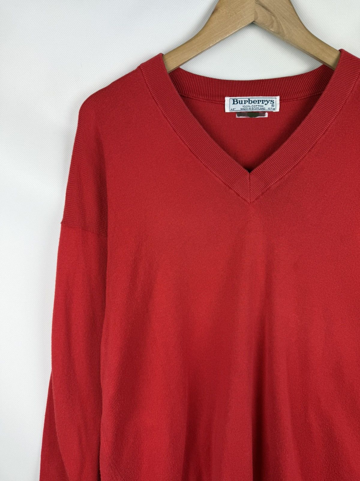 Burberry × Vintage Burberrys Vintage Men’s V-neck Cotton Sweater Pullover Size US XL / EU 56 / 4 - 4 Thumbnail