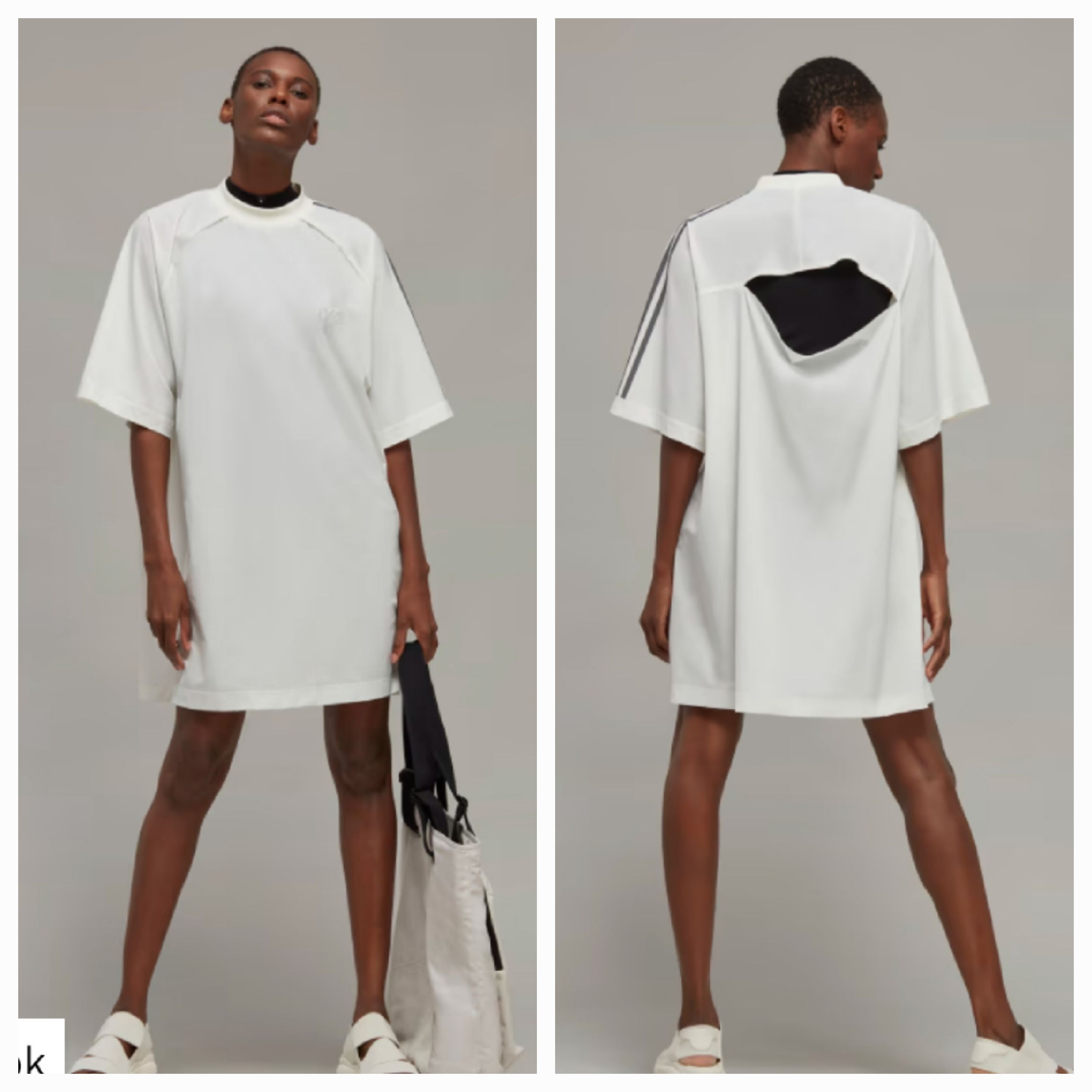 image of Adidas x Y 3 NWT Women's Small Y-3 3-Stripes Tee Dress Orig. $250 in White