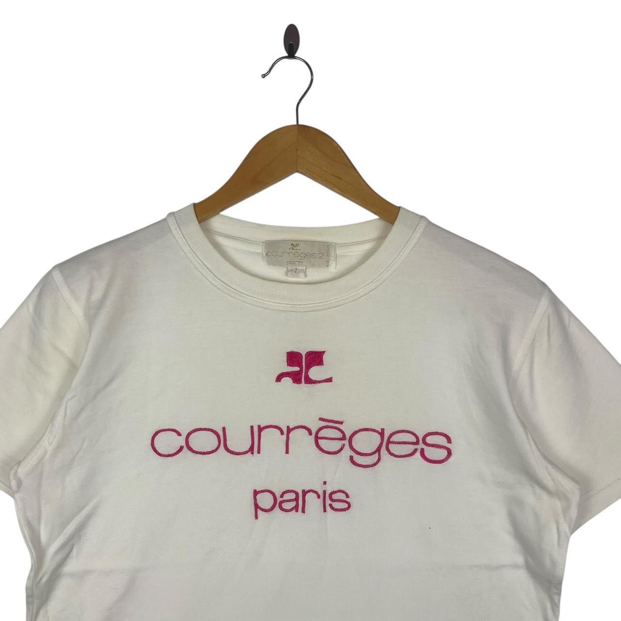 Vintage Vintage COURREGES PARIS Embroidered Logo Tee Shirt Size US L / EU 52-54 / 3 - 2 Thumbnail