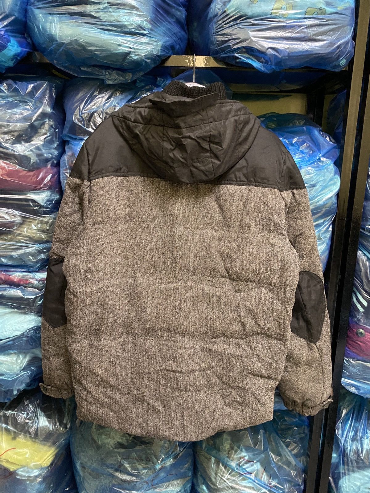 Moncler Vintage Moncler Down Jacket Herringbone Grey Black Hooded Size US XL / EU 56 / 4 - 23 Thumbnail