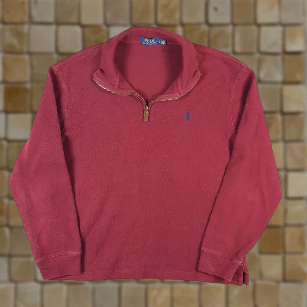 Ralph Lauren Vintage Ralph Lauren Polo Men's Large Knit Sweater 1/4 Zip Pullover Fall Winter Preppy Red Size US L / EU 52-54 / 3 - 1 Thumbnail