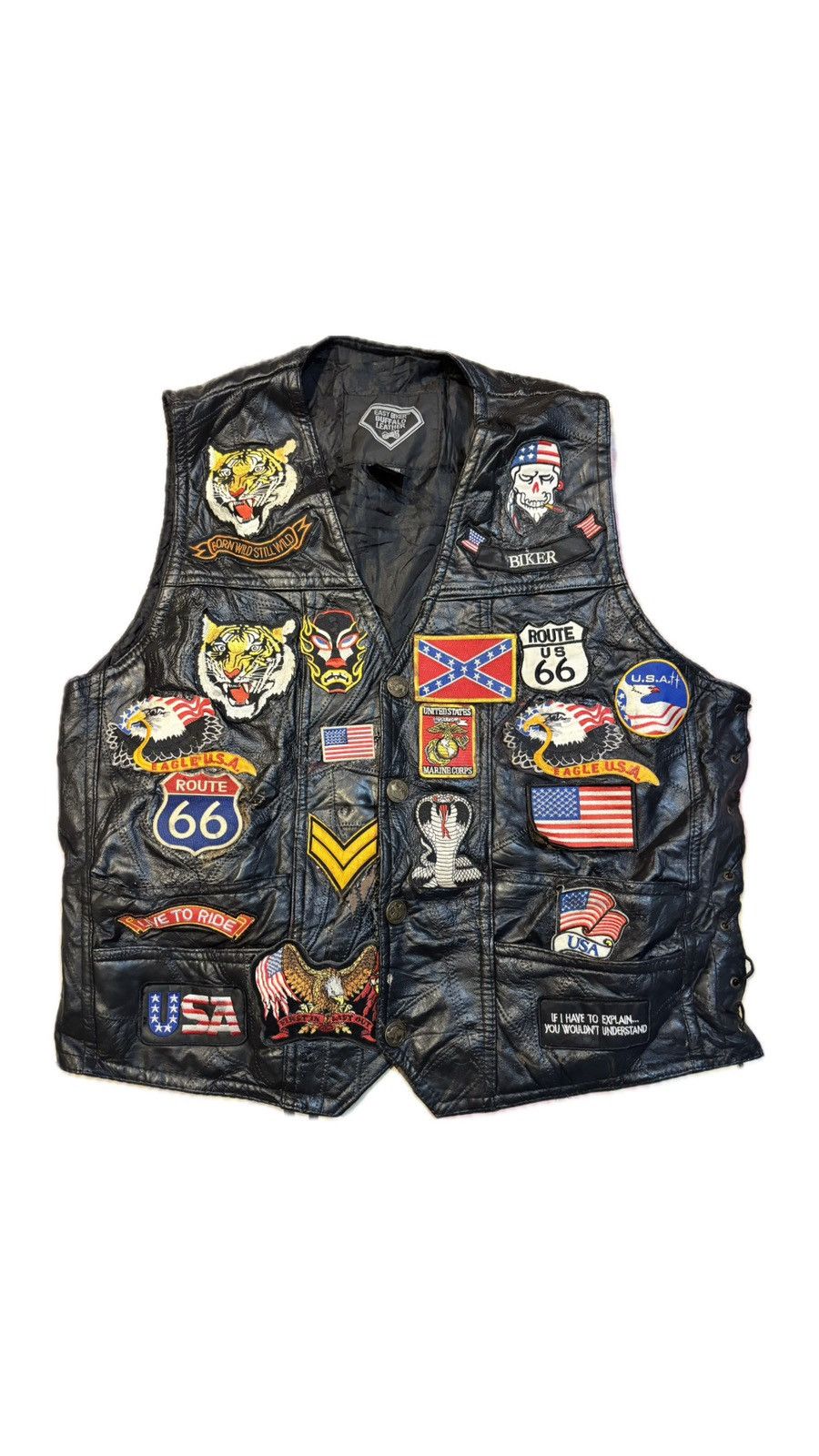 Vintage EASY BIKER BUFFALO LEATHER VTG VEST Size US XL / EU 56 / 4 - 1 Thumbnail