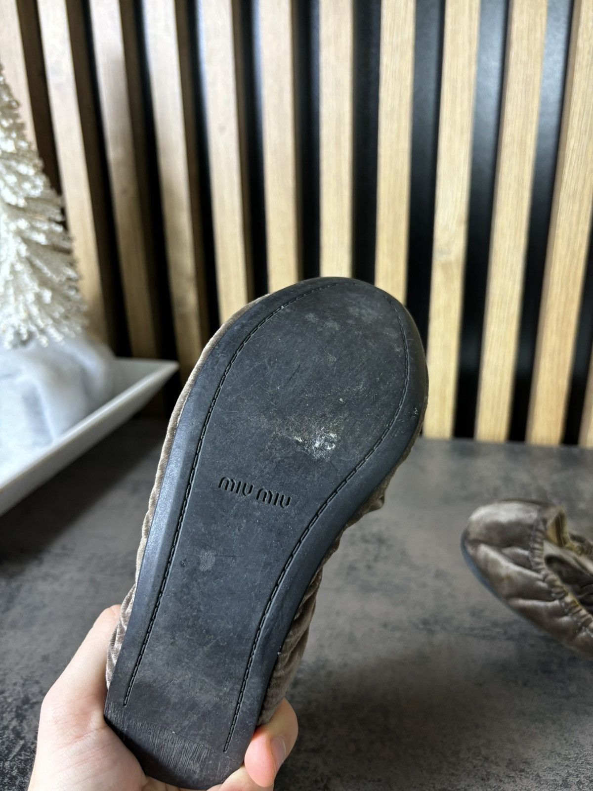 Miu Miu Miu Miu Satin Grey Ballet Flats Luxury Designer Size US 7 / IT 37 - 5 Thumbnail