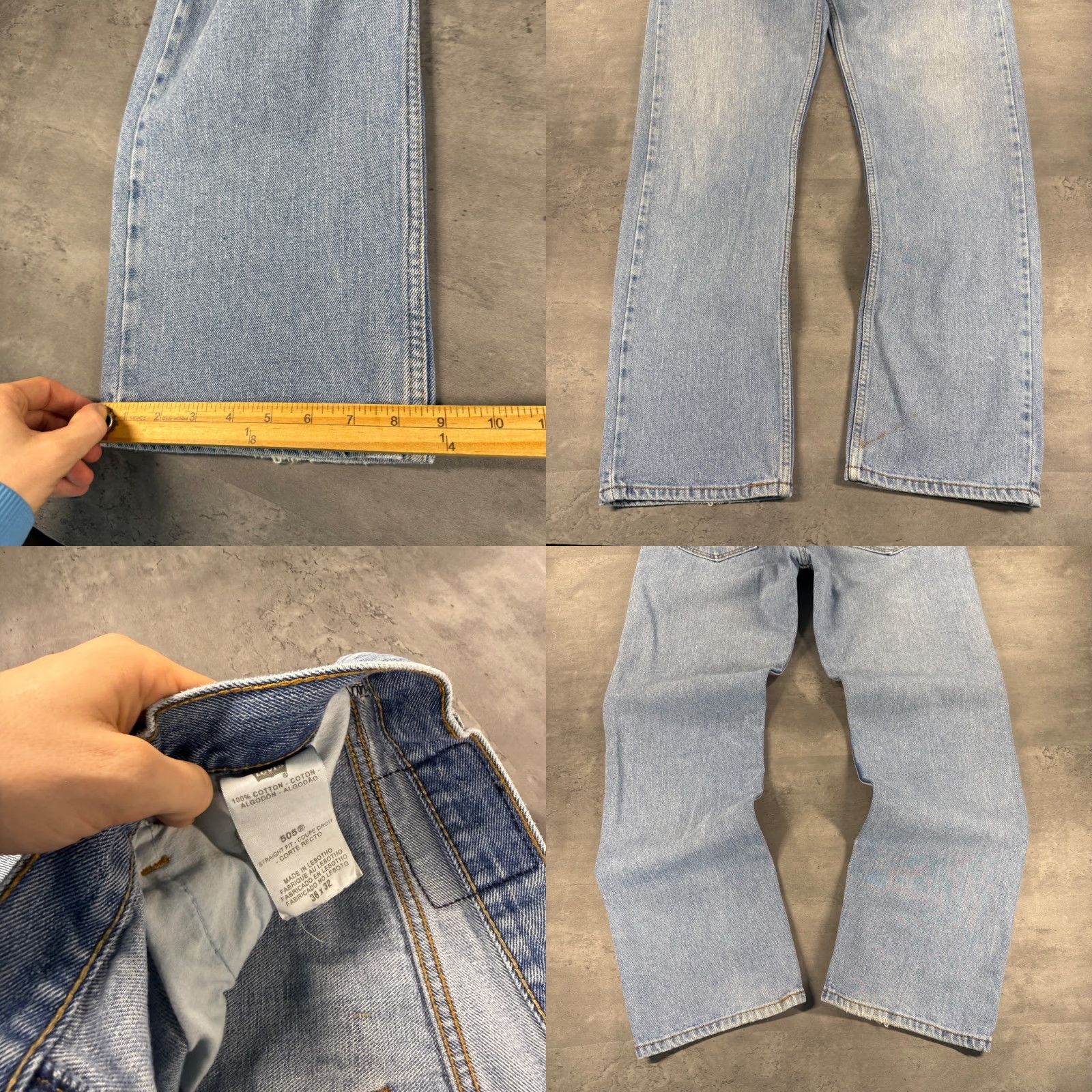 Levi's VINTAGE Levi's 505 Jeans Mens 36x32 Light Wash Distressed Straight 5-Pocket Denim male Regular Spring Summer Fall Winter Mens Size US 36 / EU 52 - 8 Thumbnail