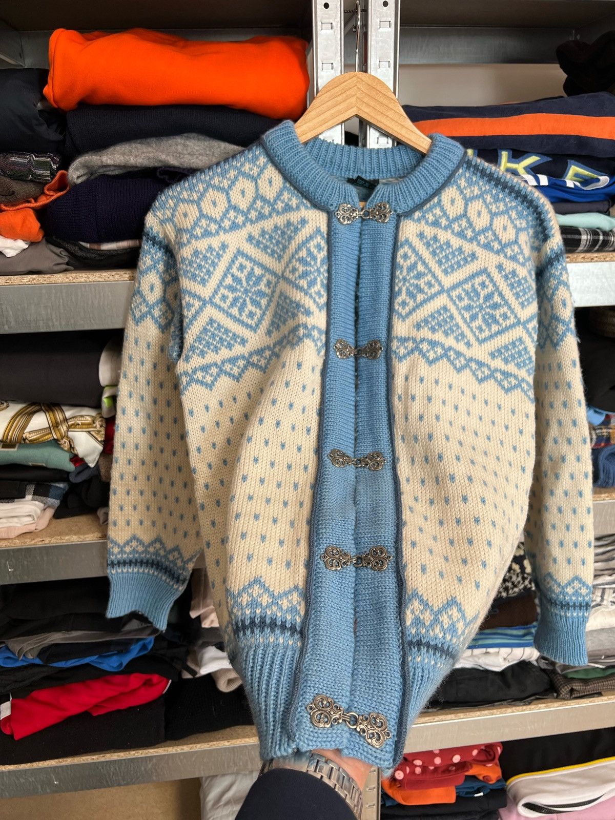 Dale Of Norway × Vintage Vintage Dale of Norway Wool Pewter Cardigan Nordic Sweater Size S / US 4 / IT 40 - 2 Thumbnail
