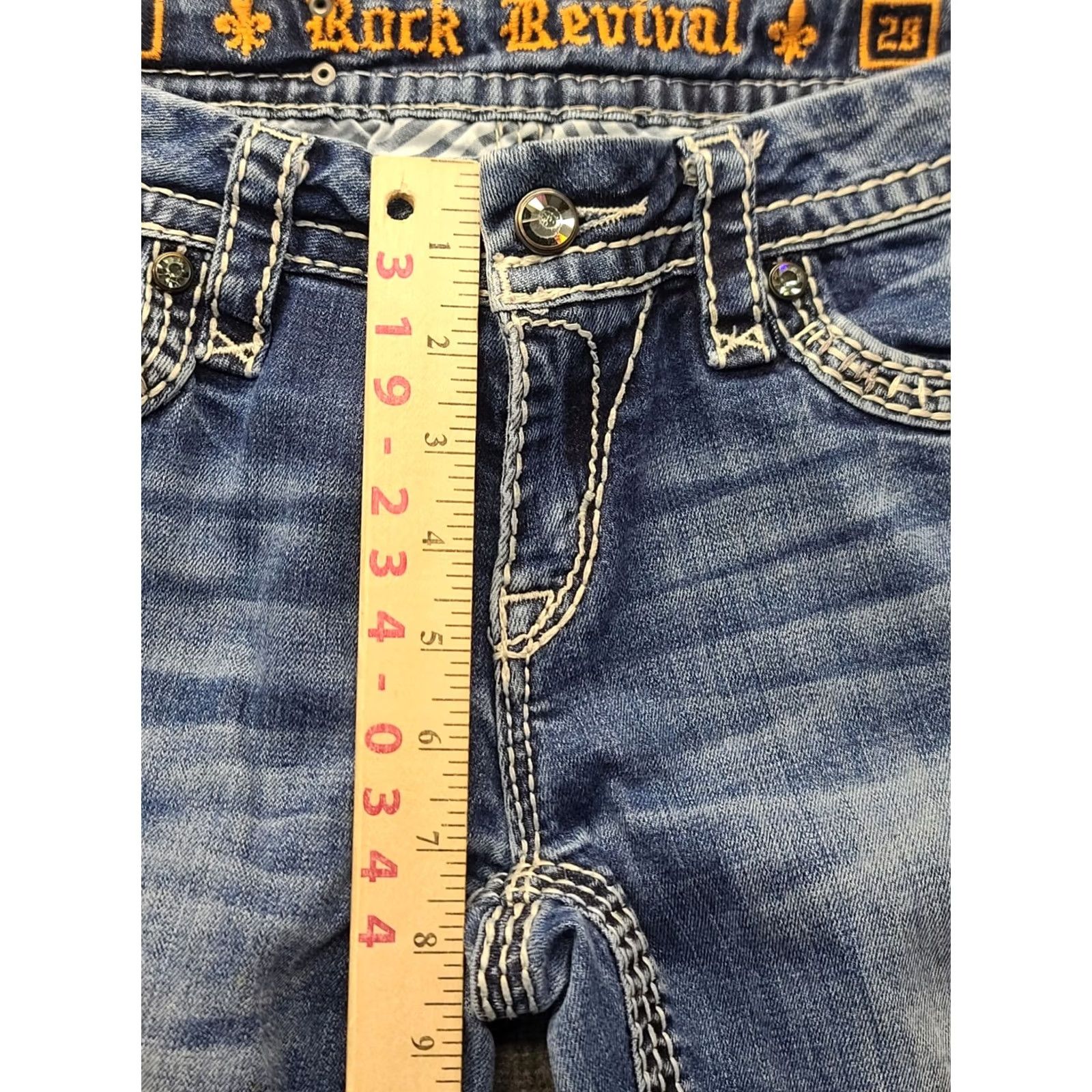 Vintage Rock Revival Jeans Womens 28x29 Ella Regular Fit Easy Bootcut Mid Rise Stretch Denim Blue 5-Pocket Designer Western Y2K Womens Size 28" / US 6 / IT 42 - 6 Thumbnail
