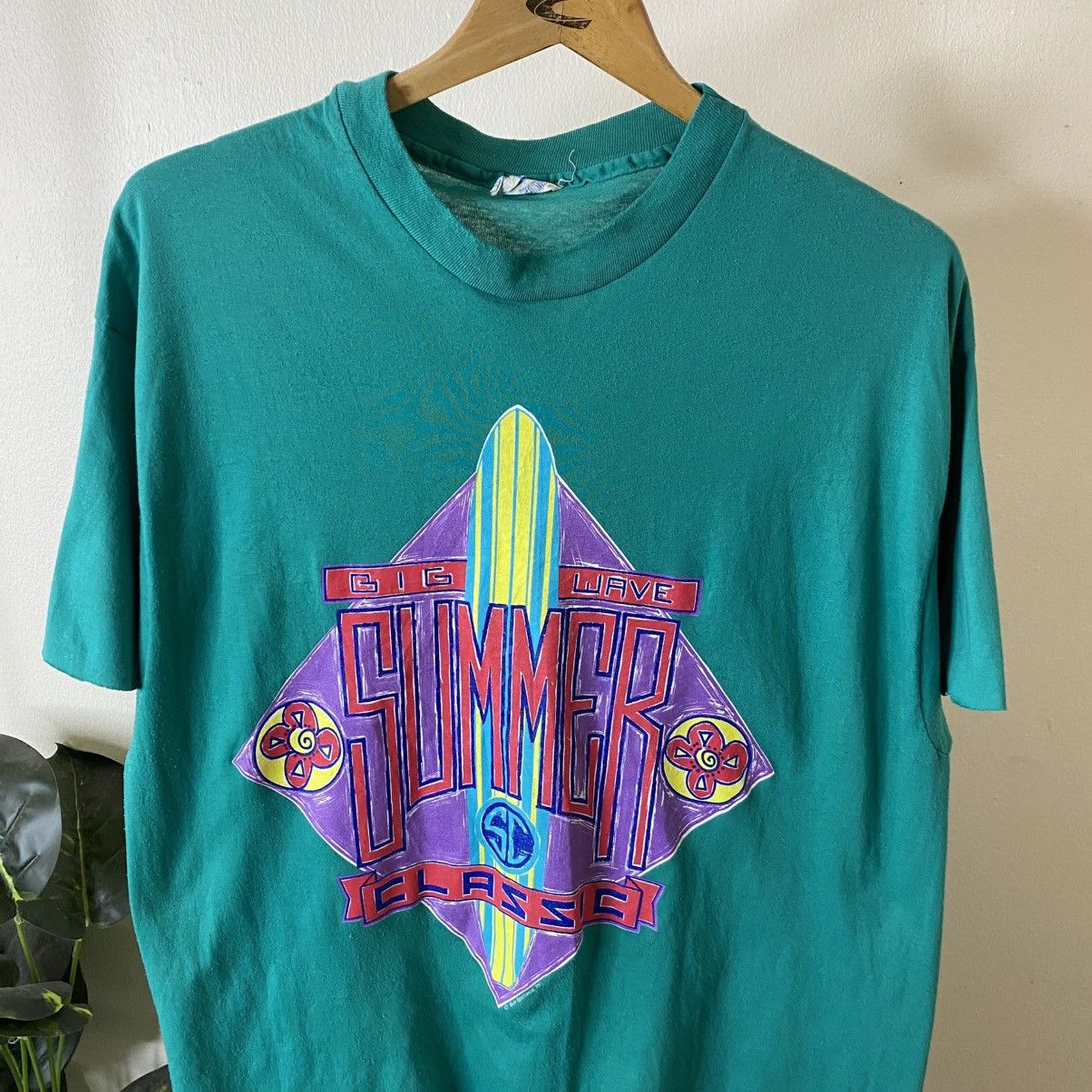 Vintage Vintage 90s Big Wave Summer Classic Surfing Surf T Shirt Size US L / EU 52-54 / 3 - 2 Thumbnail