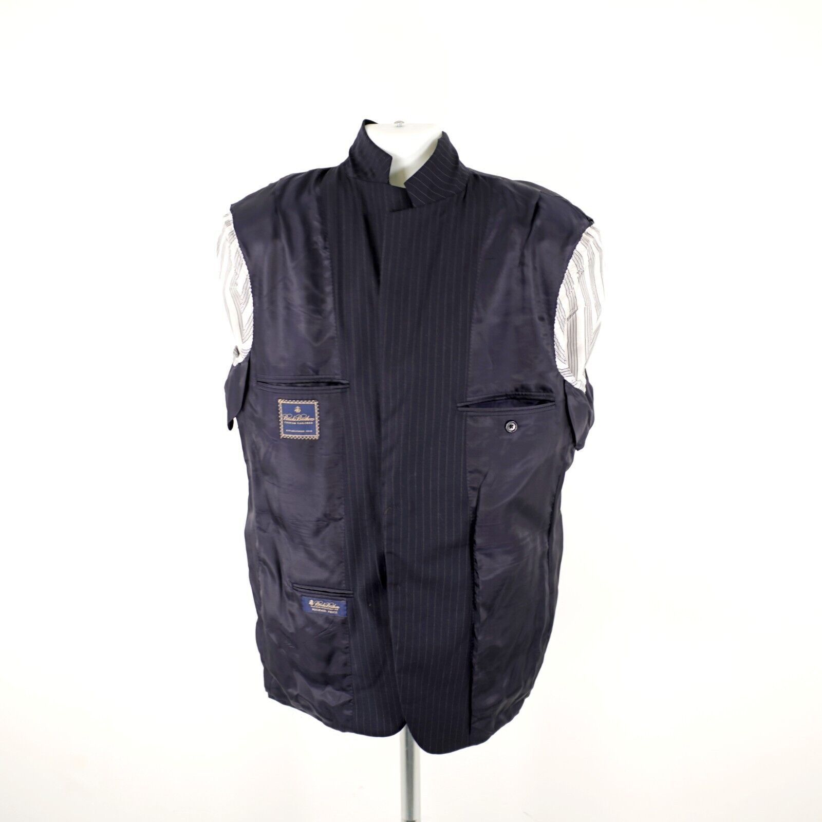 Brooks Brothers Brooks Brothers Bespoke Wool Blue Striped 2 Button Suit Jack Size 44R - 11 Thumbnail