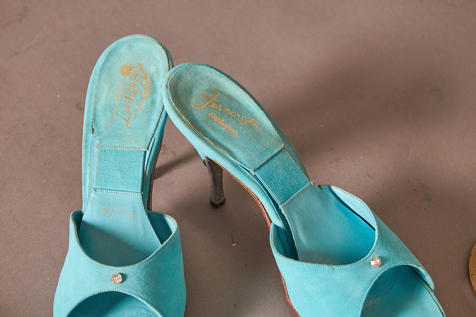 Vintage 1950s Teal Ferncraft Spring-O-Lators Heels Shoes Size US 10 / IT 40 - 8 Thumbnail