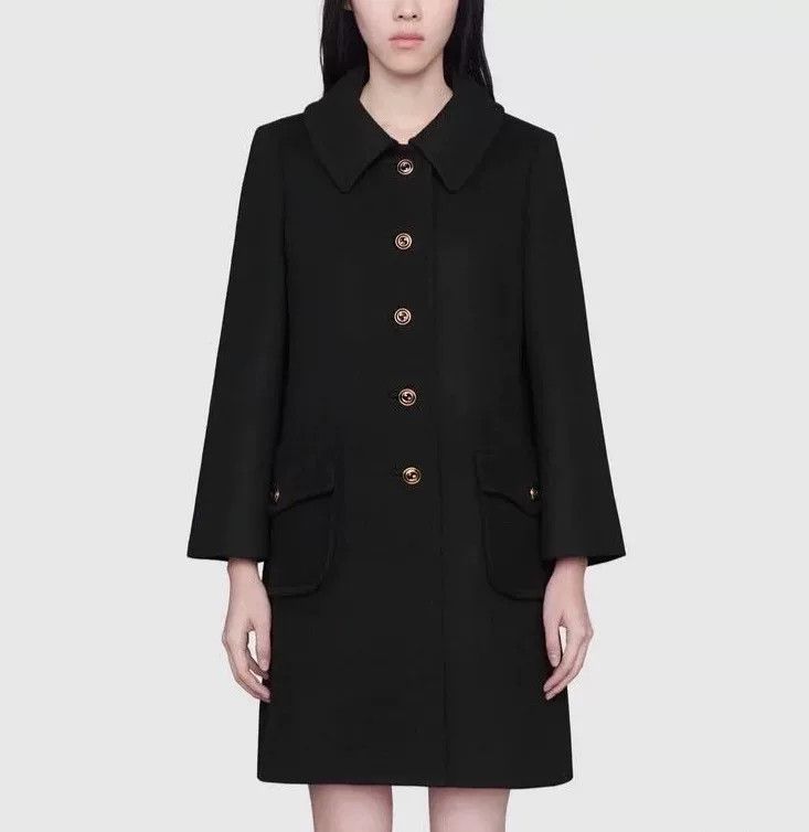 Gucci Gucci Black Gold Button Wool Coat Size S / US 4 / IT 40 - 1 Thumbnail