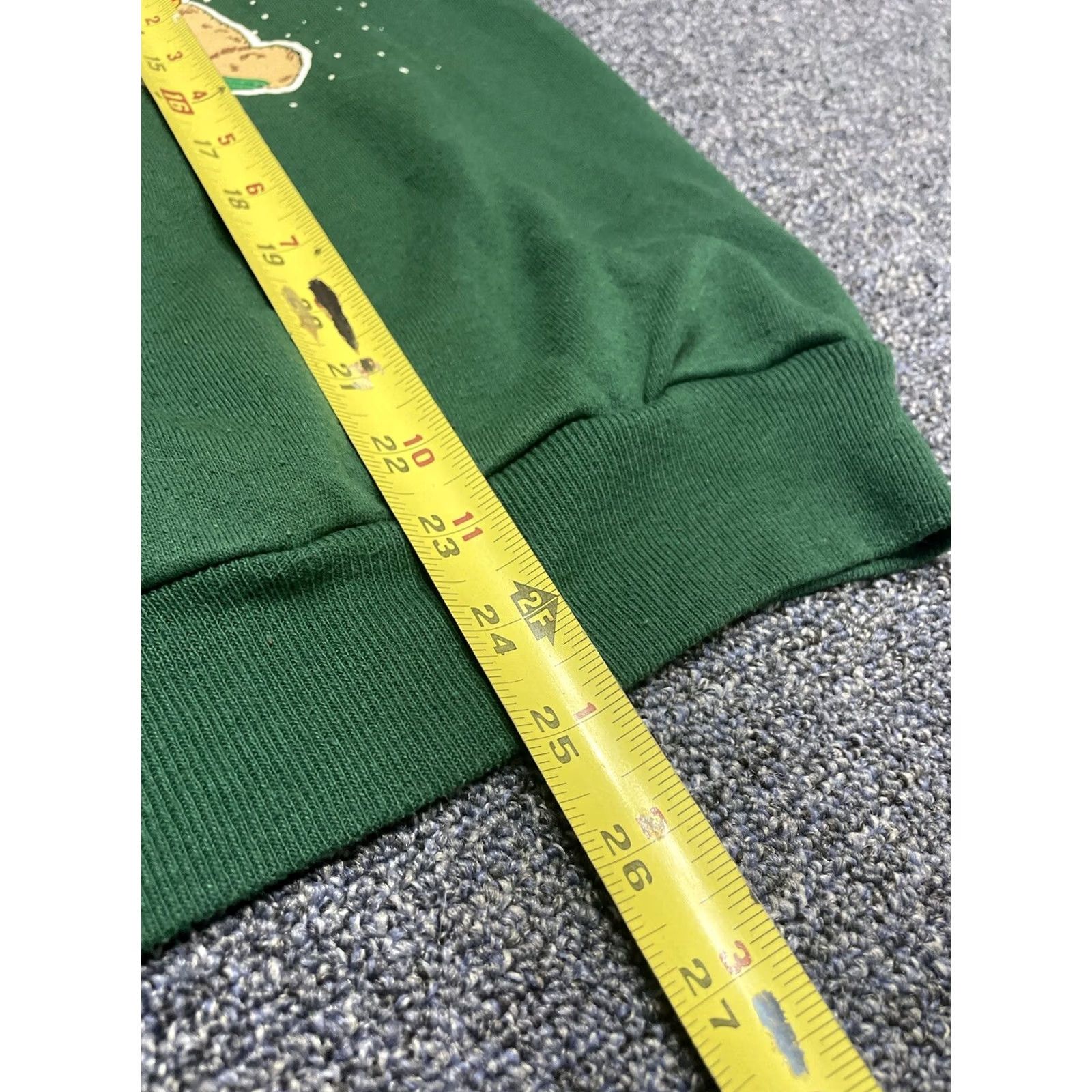 Hanes VINTAGE Hanes Christmas Sweatshirt Womens M Green Raglan Sleeve Crew Neck Pullover 100% Cotton Graphic Print US Made Graphics Size M / US 6-8 / IT 42-44 - 4 Thumbnail