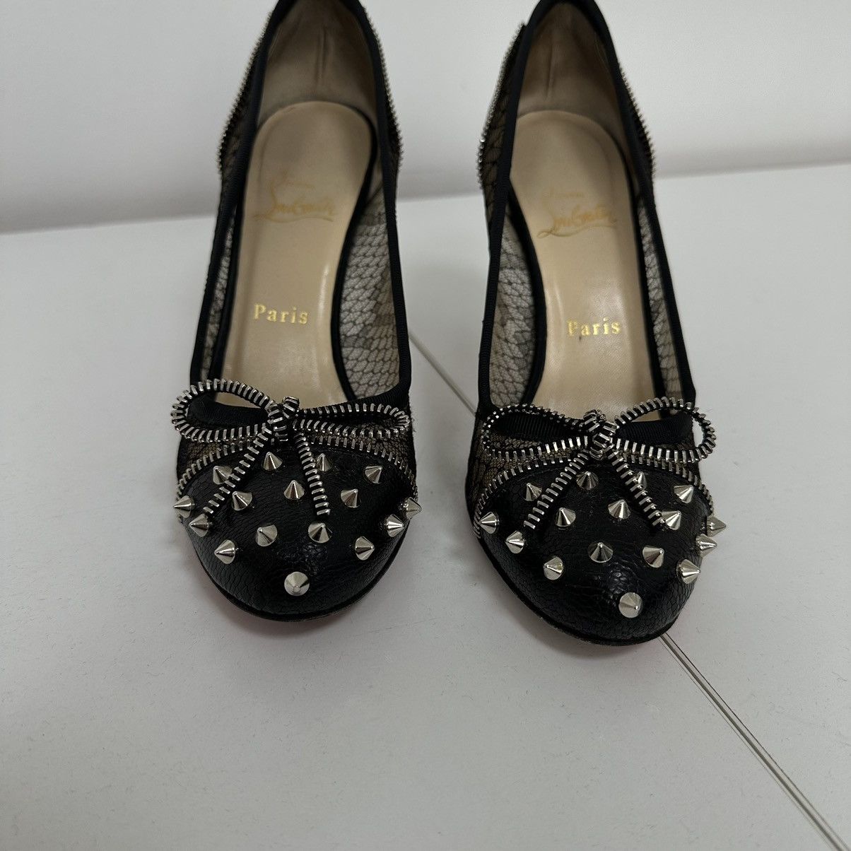 Christian Louboutin Christian Loboutain Candy Spike Pumps Black Leather Heels Size US 8 / IT 38 - 4 Thumbnail