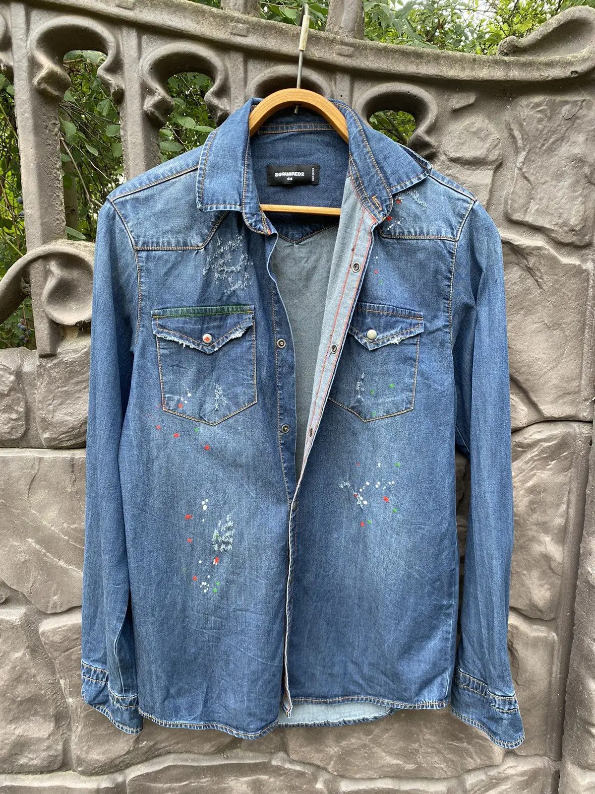 Dsquared2 × Vintage Vintage DSquared2 Distressed Denim Shirt Size US S / EU 44-46 / 1 - 8 Thumbnail