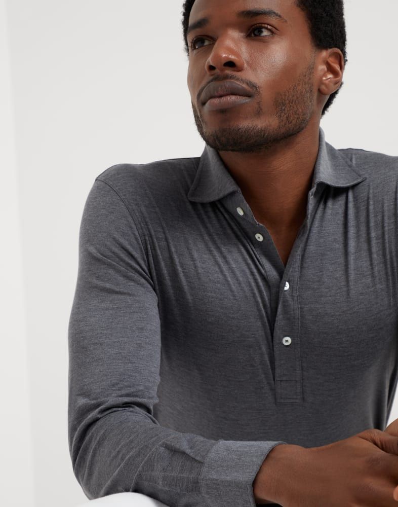 Brunello Cucinelli o1w1db10925 Polo T-Shirt in Grey Size US L / EU 52-54 / 3 - 2 Thumbnail