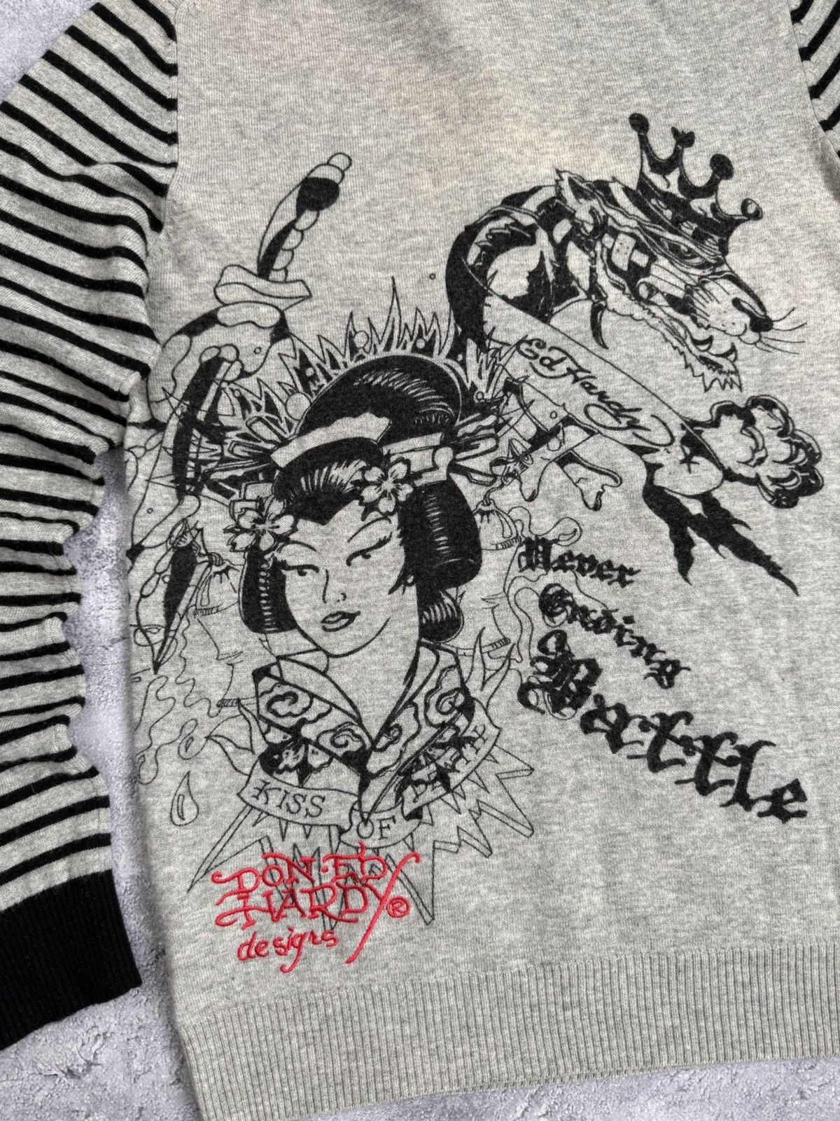 Ed Hardy Vintage Y2K Ed Hardy By Christian Audigier Big Logo Hoodie Size US L / EU 52-54 / 3 - 19 Thumbnail