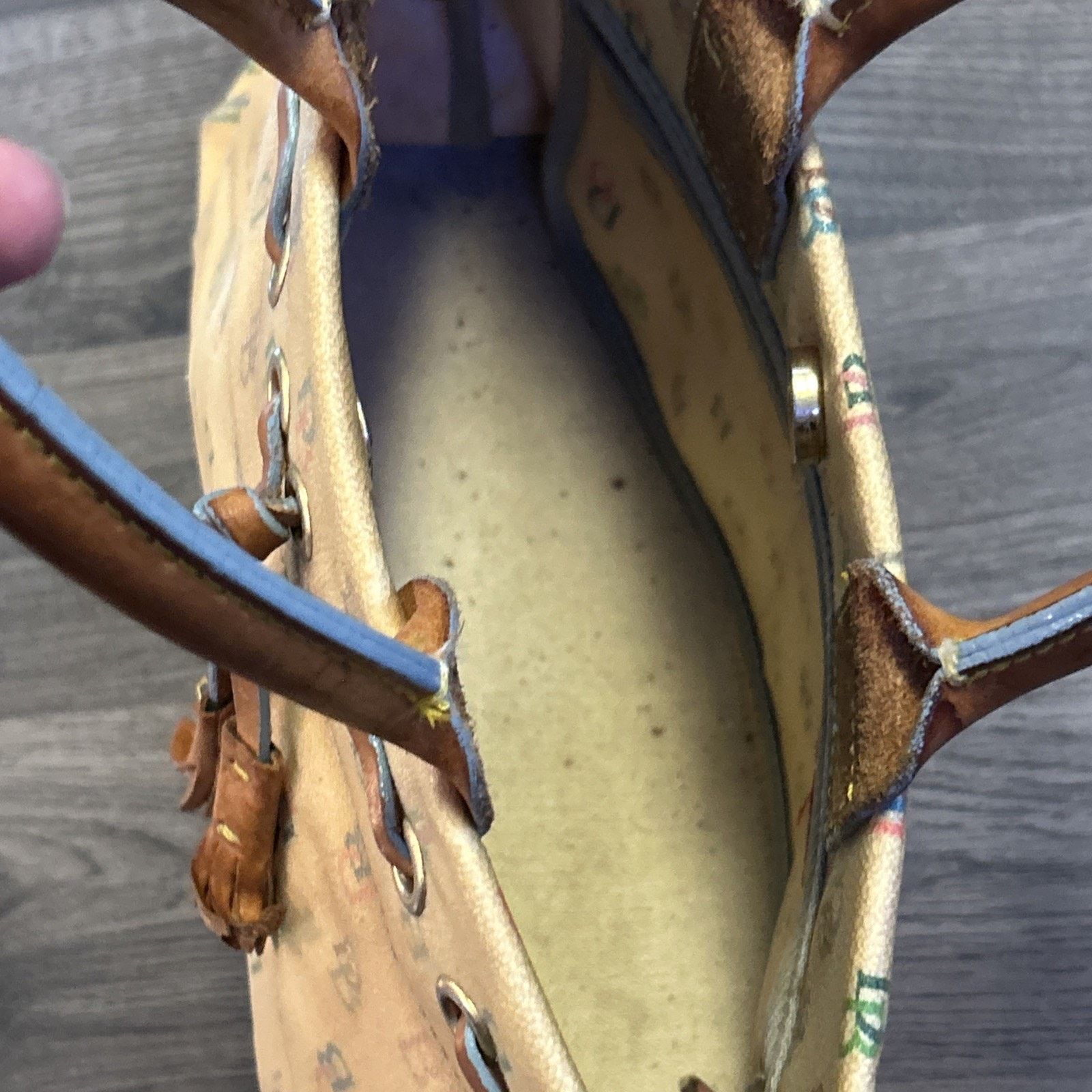 Dooney & Bourke Dooney & Bourke Pale Yellow& Tan Vinyl Handbag Purse Leather Size ONE SIZE - 15 Thumbnail