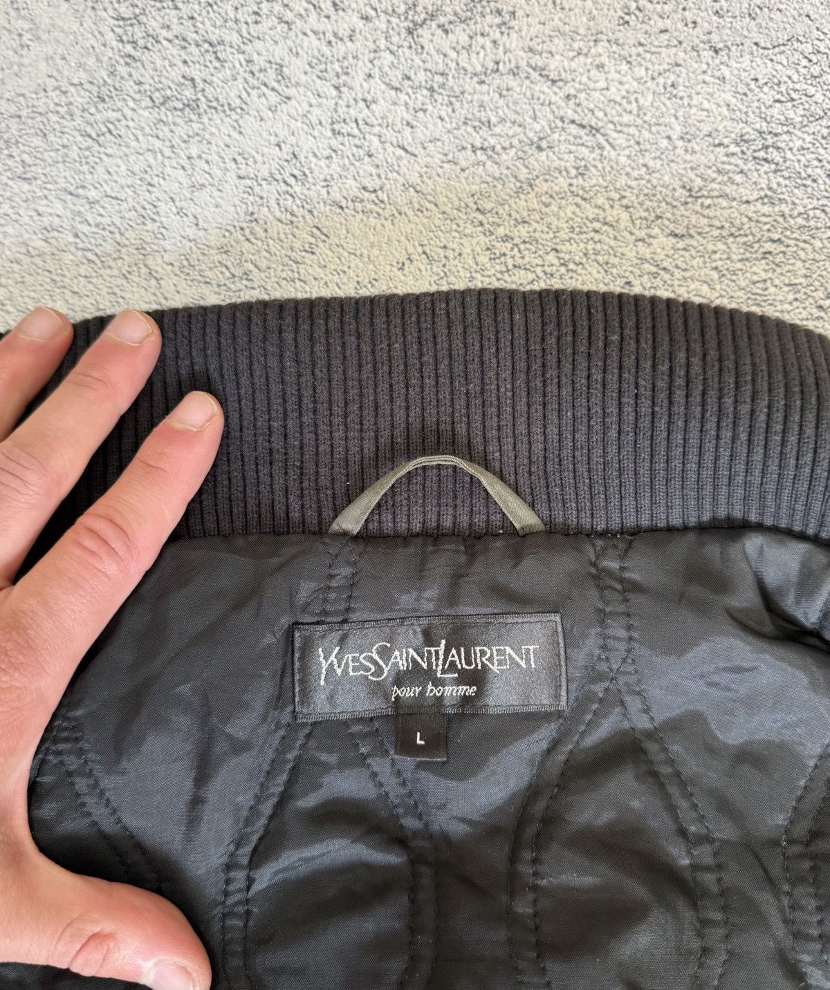 Yves Saint Laurent YSL Yves Saint Laurent Jacket L Graphite Logo Bomber Designe Size US L / EU 52-54 / 3 - 13 Thumbnail