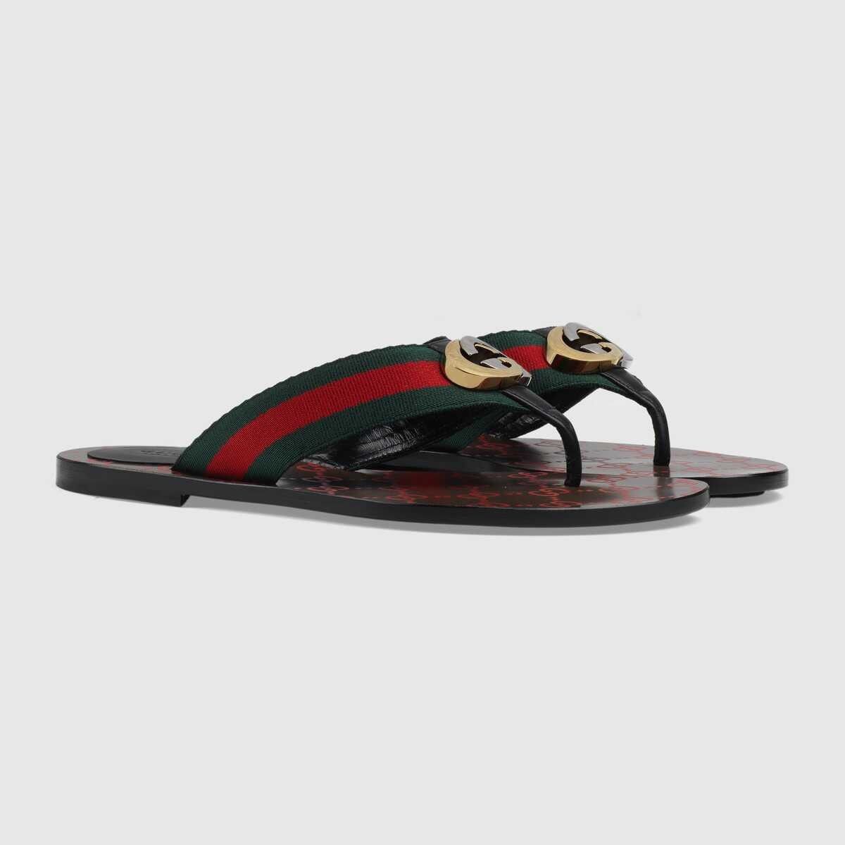 Gucci GG thong Web sandal Size US 10 / IT 40 - 1 Thumbnail