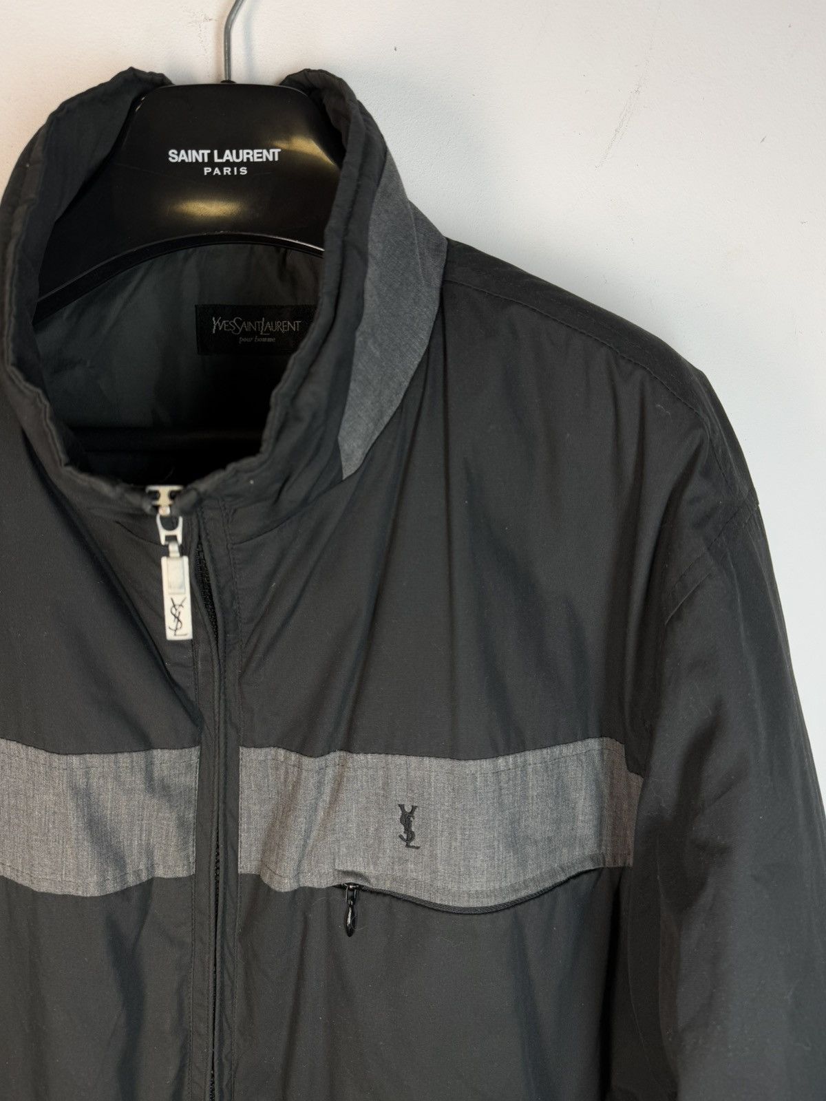 Warm YSL Jacket Black/Grey Autumn Bomber Vintage Luxury
